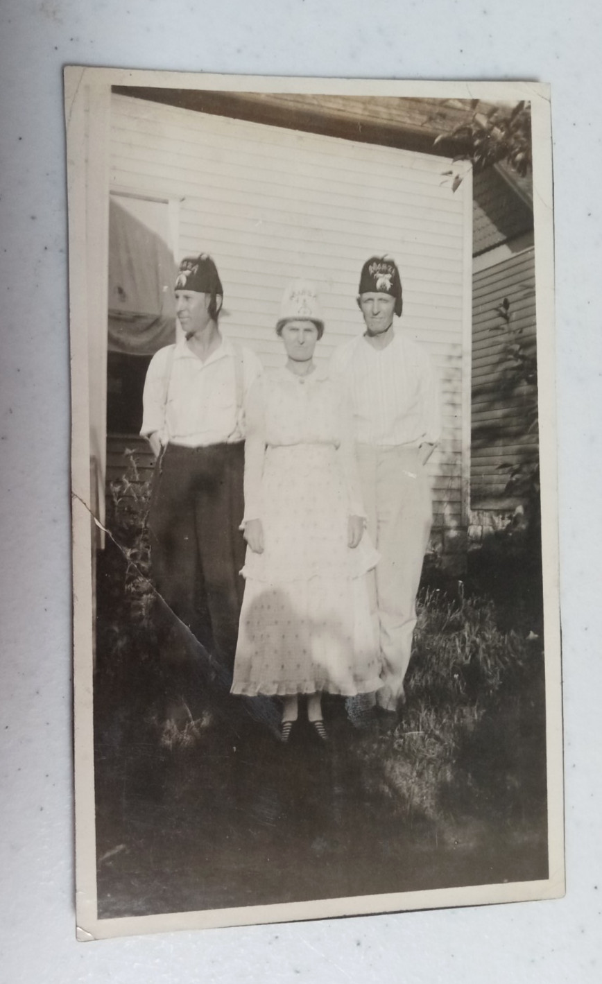 Antique Photo of THREE MEMBERS OF MIRZA SHRINERS fraternal ogranization, c1909