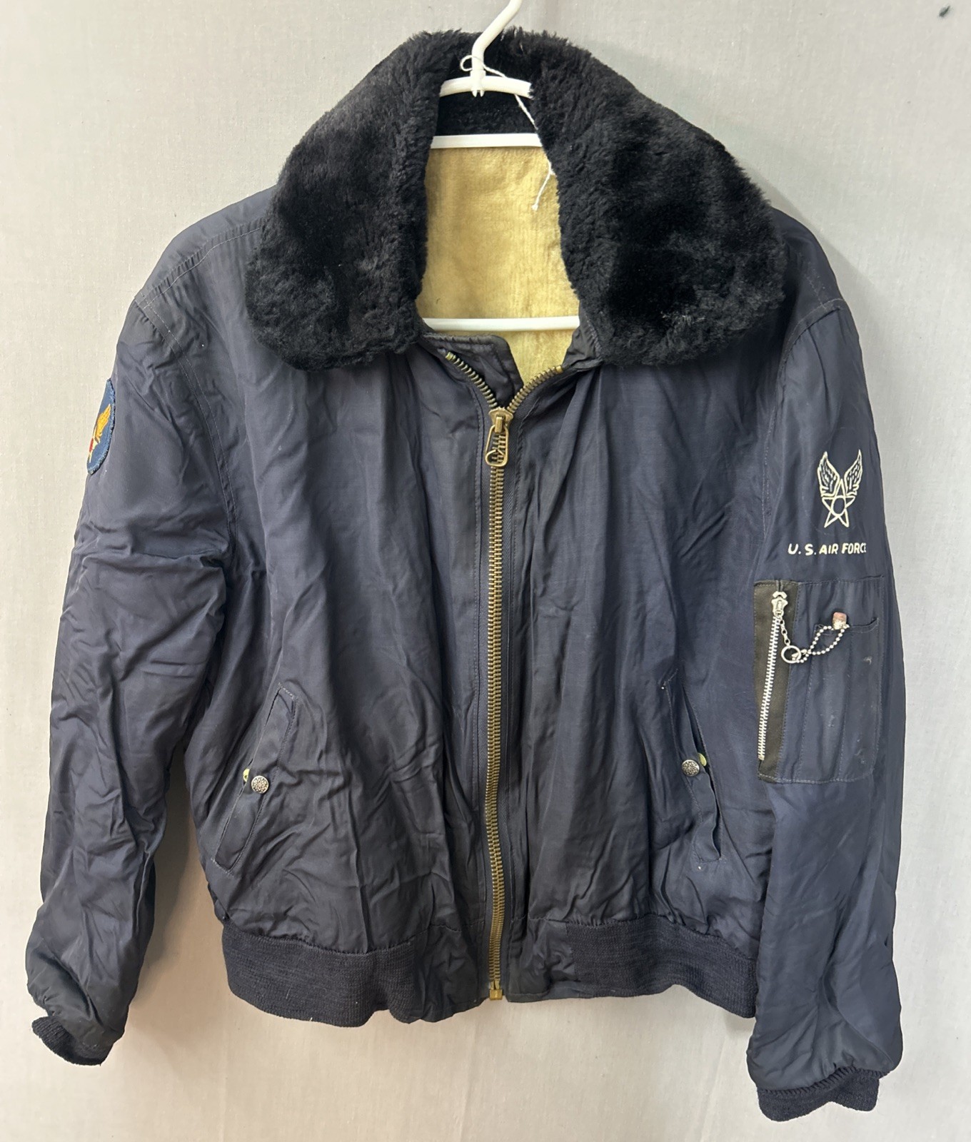 Vintage USAF B-15C Flight Jacket Blue Korean War Era Bomber Conmar Talon Zippers
