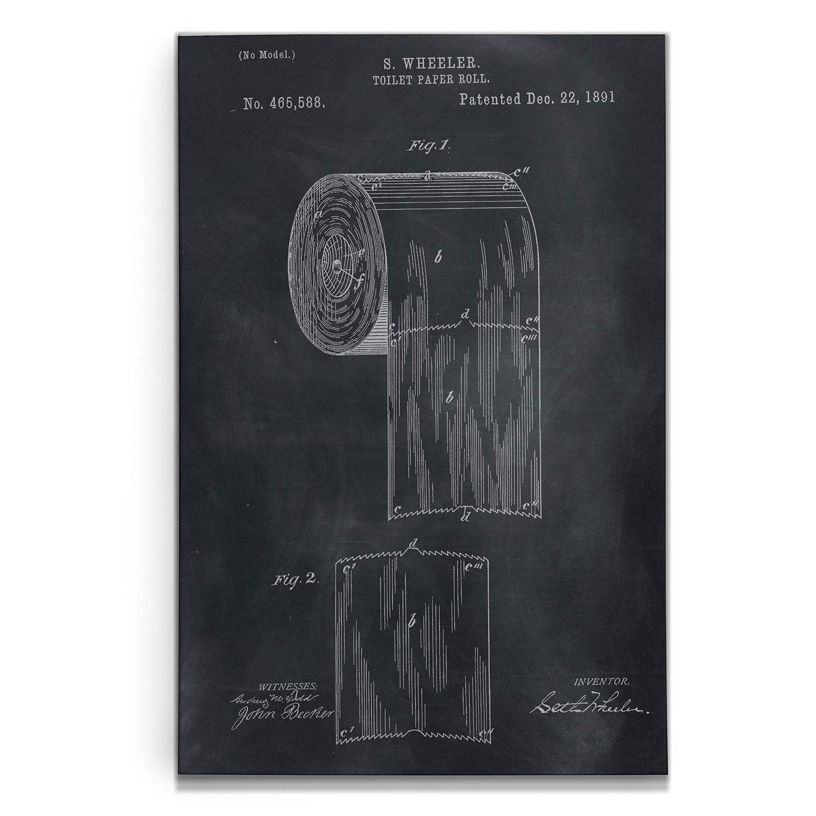 Renditions Gallery Toilet Paper Patent Canvas 18x27 Black Chalkboard