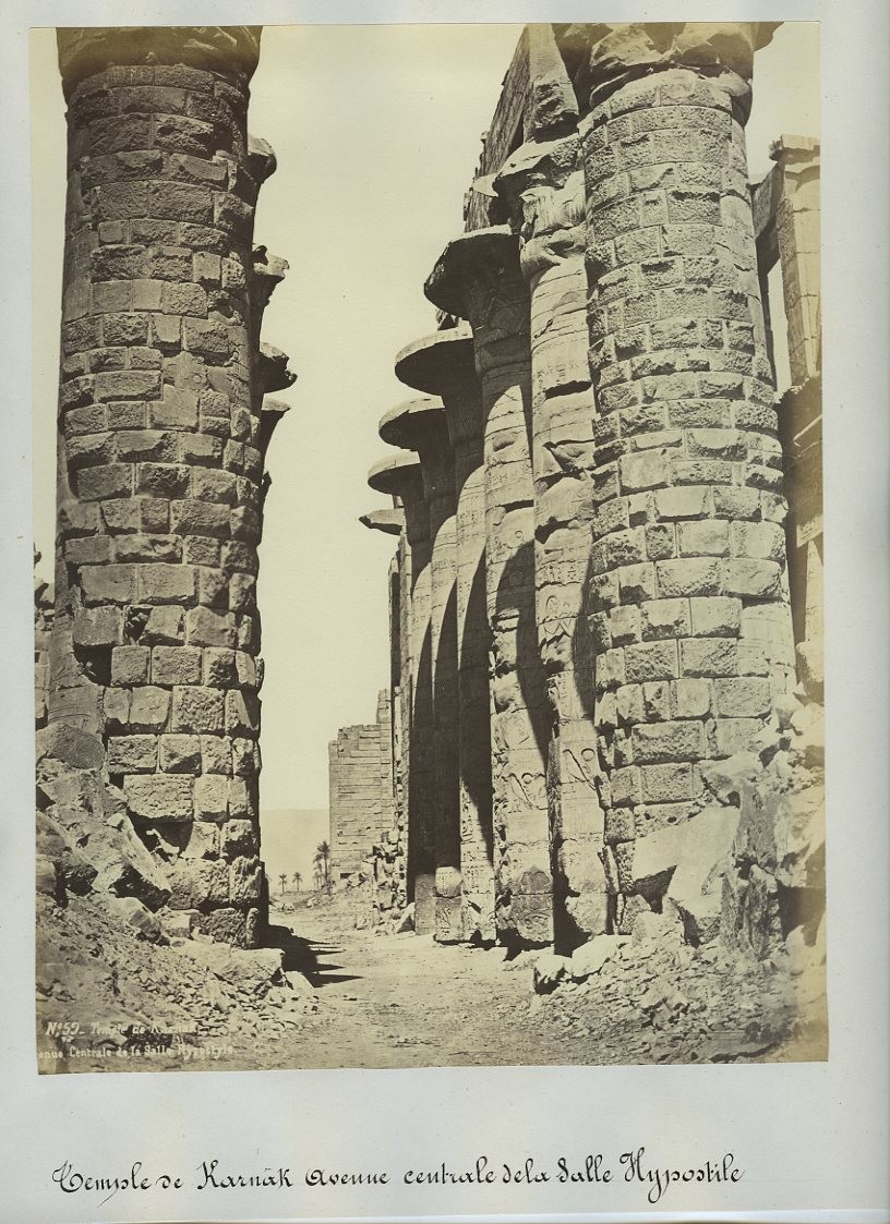 Temple Karnak Avenue Centrale Salle Hypostyle Egypt Ruins c1870s VTG Photo
