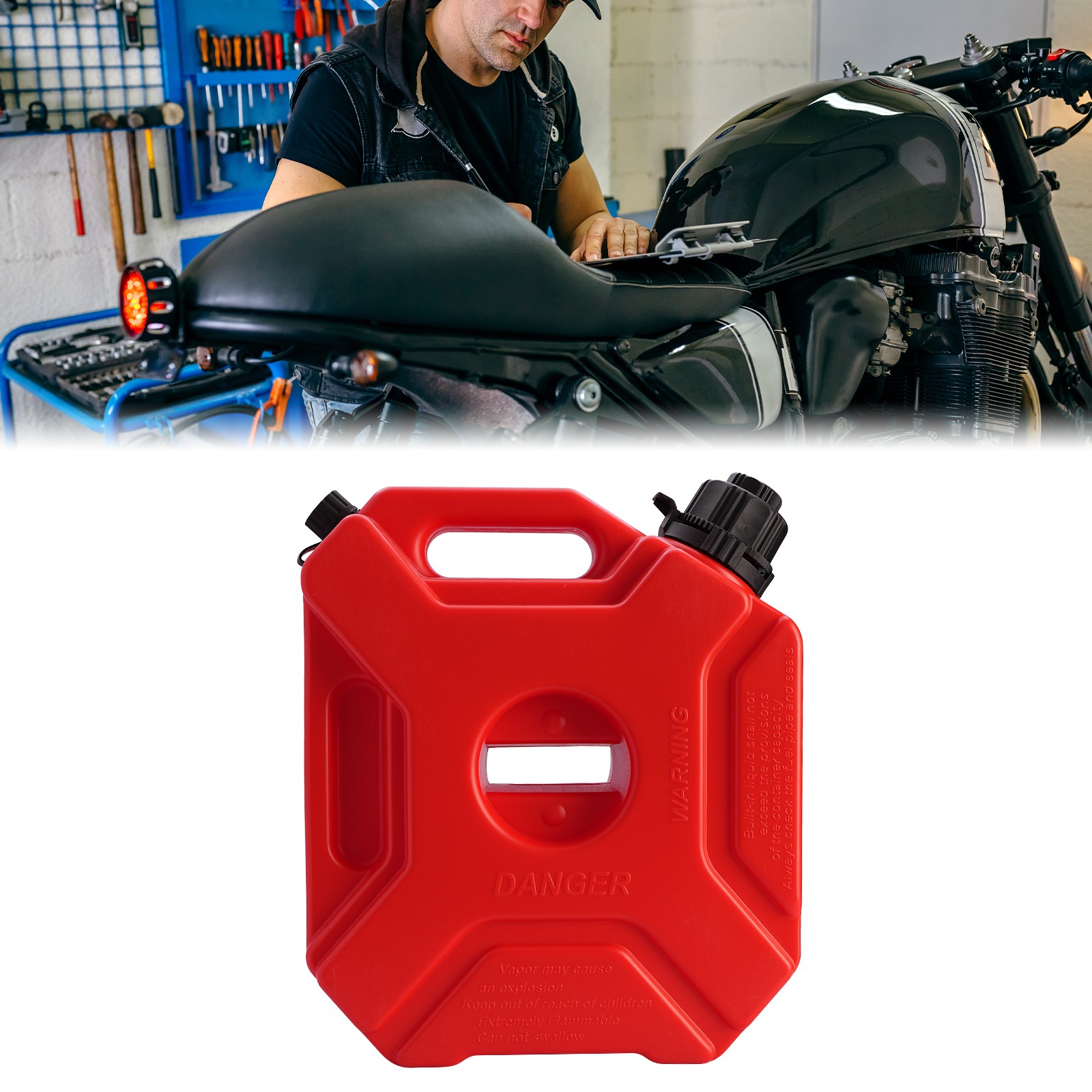 Transfer Tank Fits 5L/1.3 Gallon Storage Container w/ Spout and Lockable Bracket