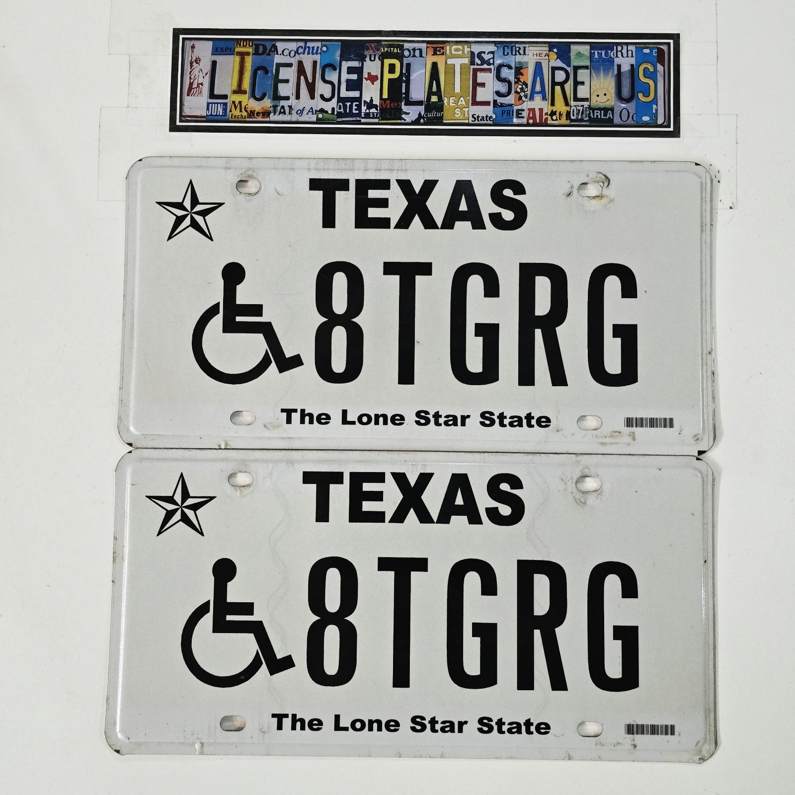 Texas Handicapped License Plate Pair 🔥 TX Lone Star State Matching Tags 8TGRG