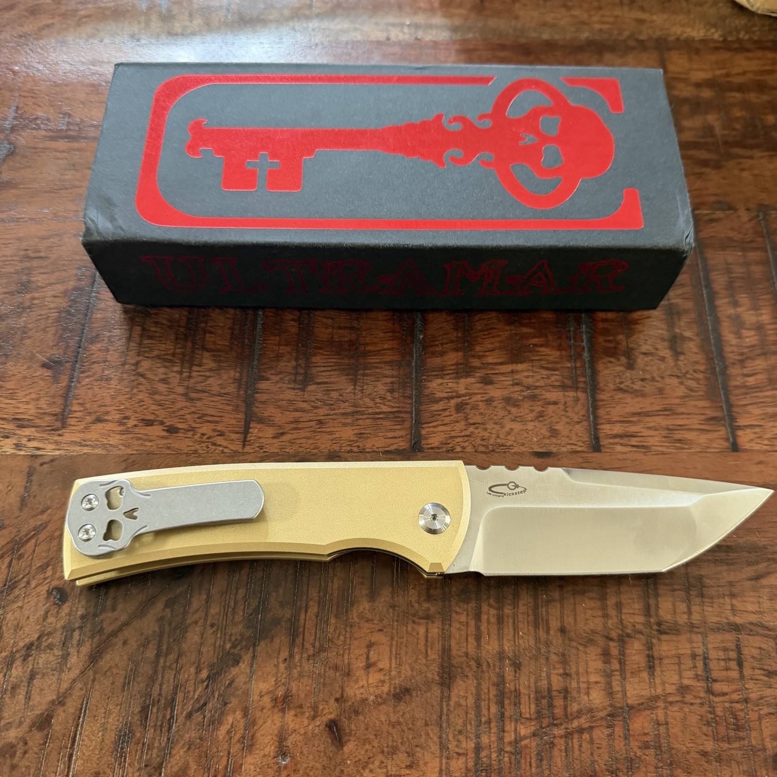 Chaves Ultramar Folding Tanto Knife M390 Kickstop Skull Clip w/ Box