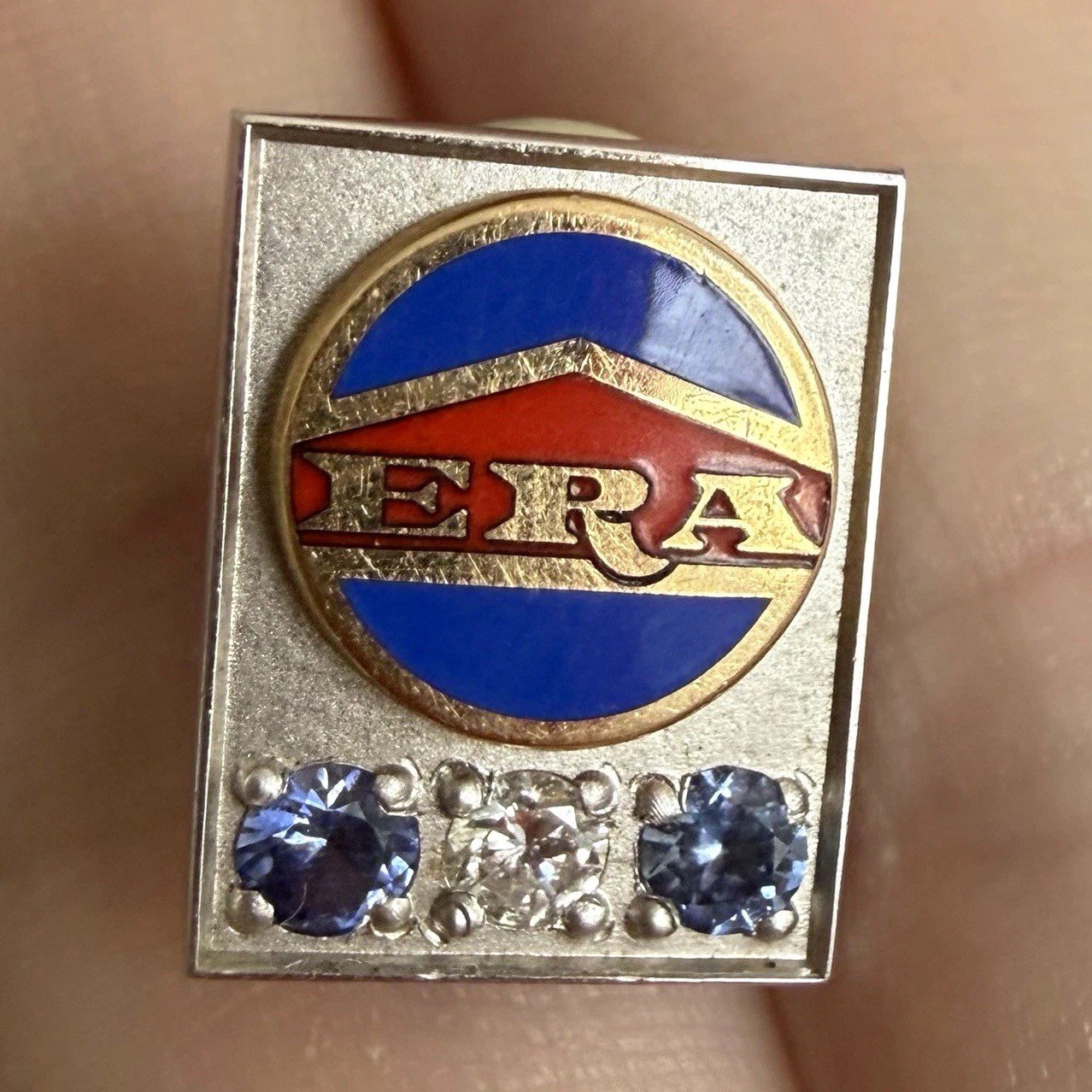 Vintage 14K White Gold ERA Real Estate Achievement Pin with Diamond & Sapphires