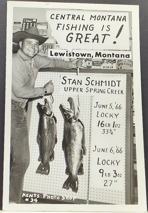 RPPC ~ Stan Schmidt 2 Large Trout Upper Spring Creek near Lewistown, Montana '66