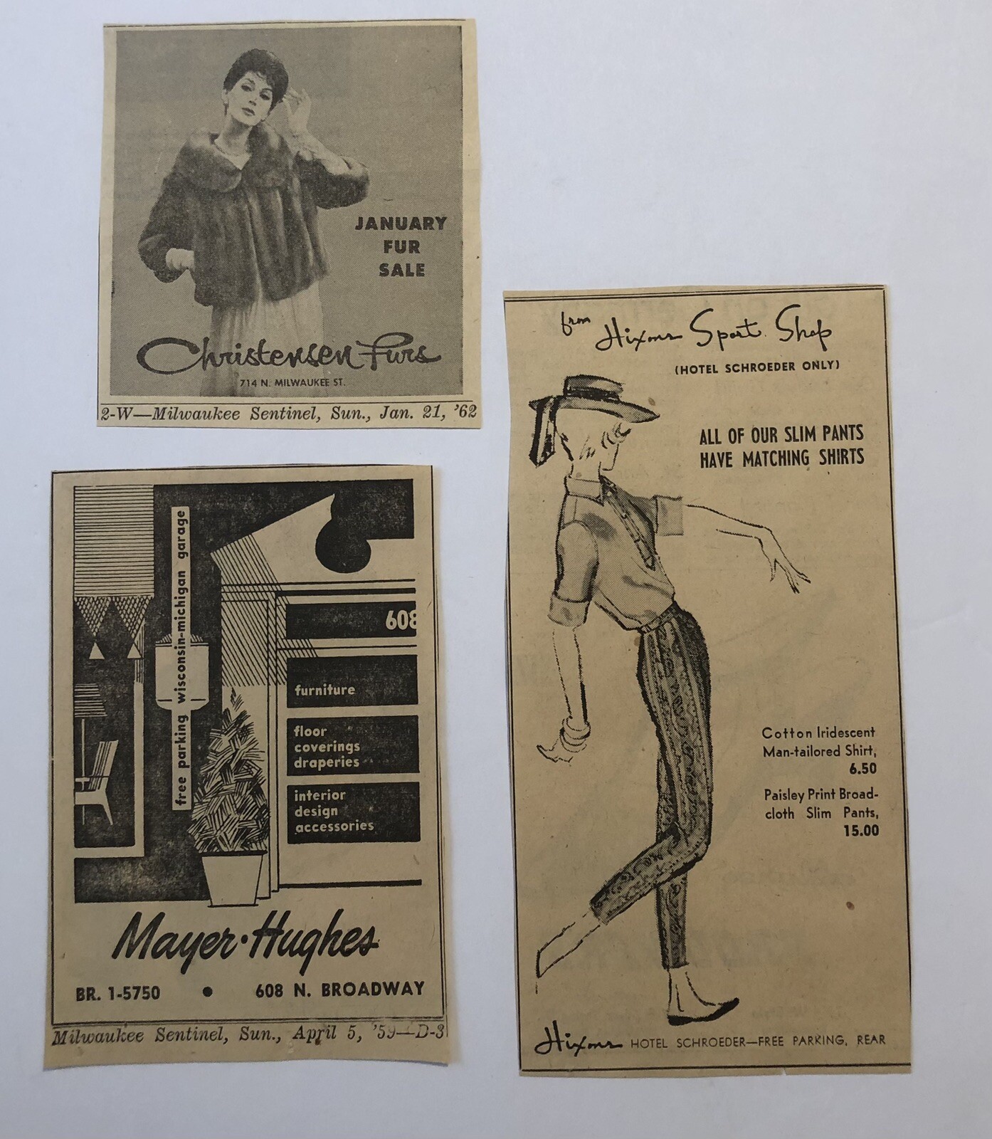 VTG Women’s Fashion Store Ads Lot X3 Authentic Newspaper Ad 0C25