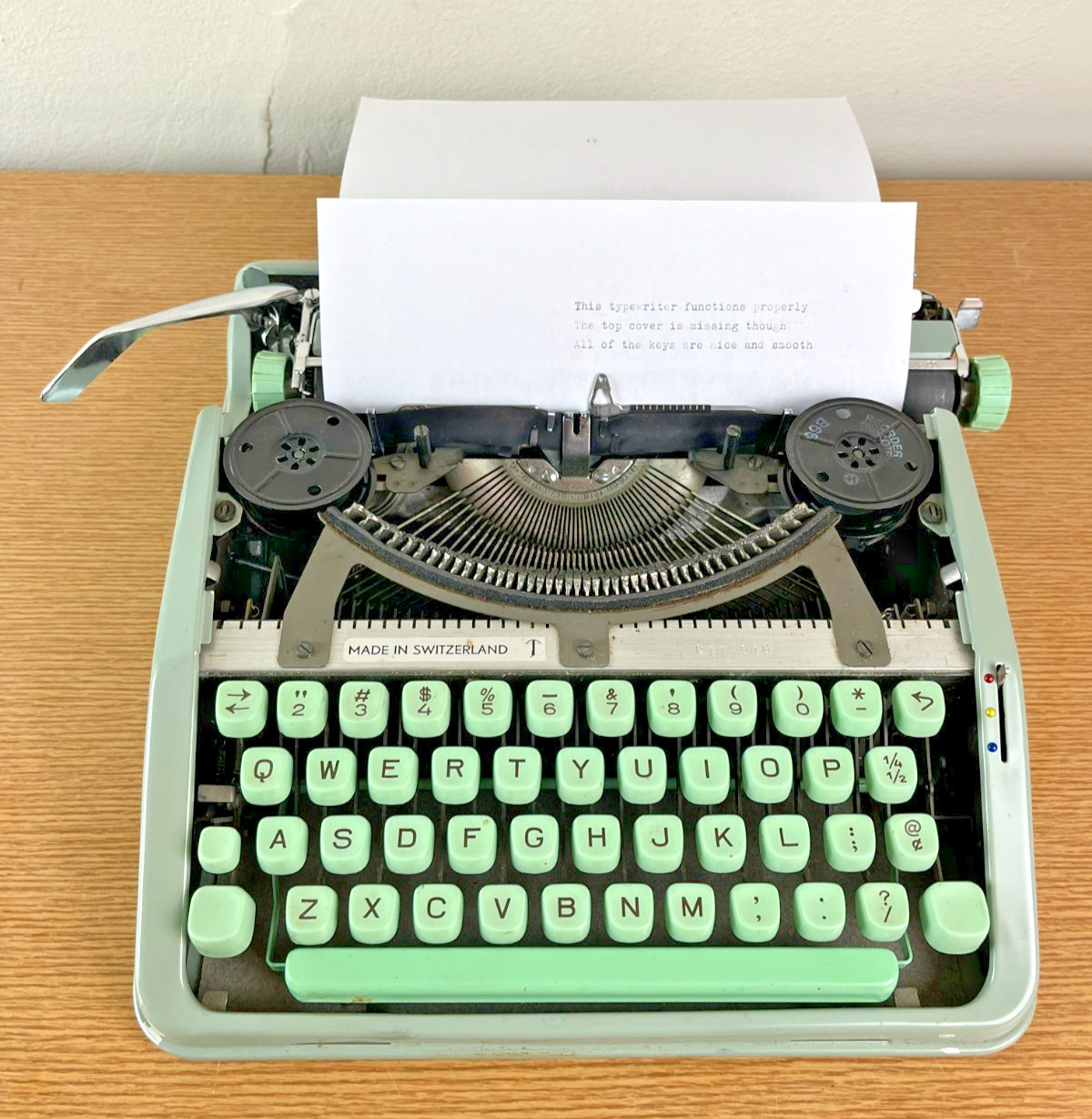 1965 Hermes Baby Portable Typewriter Tested Working with cover carry case