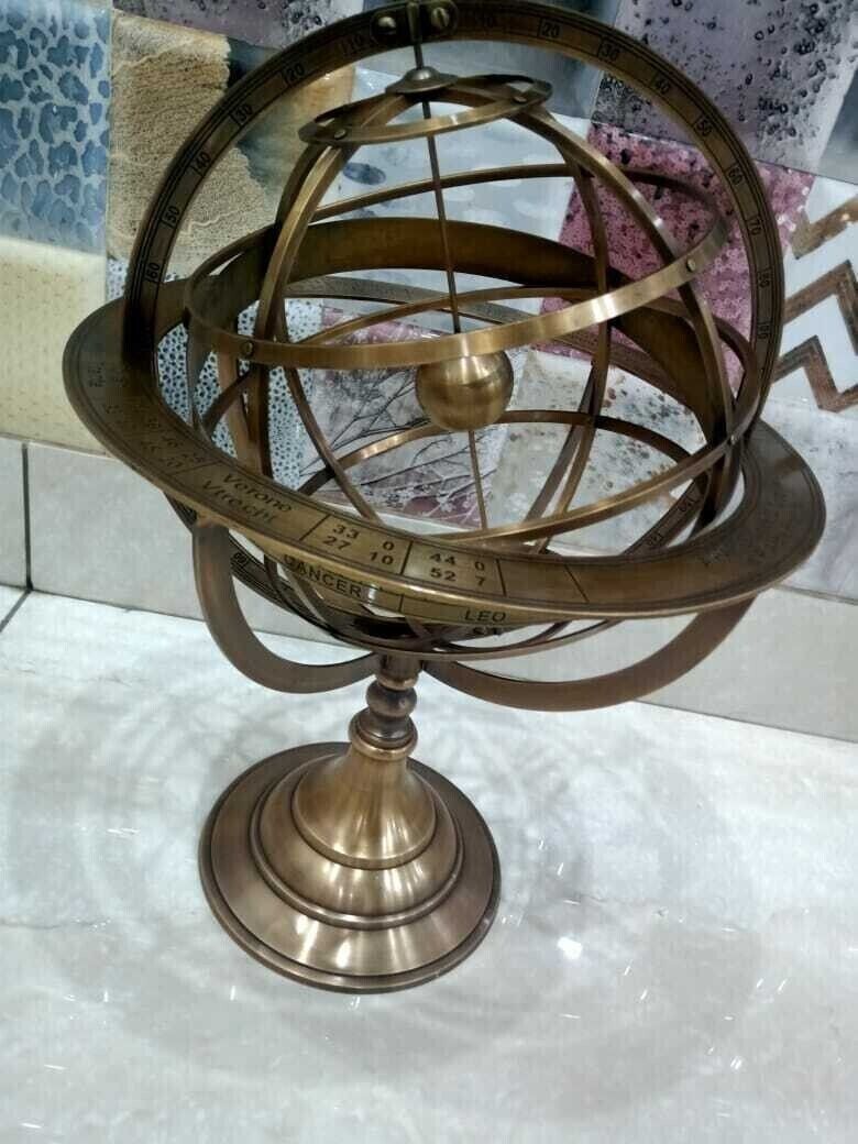 Nautical Full Brass Armillary Large Fully 18inch Sphere Engraved Astrolabe Globe