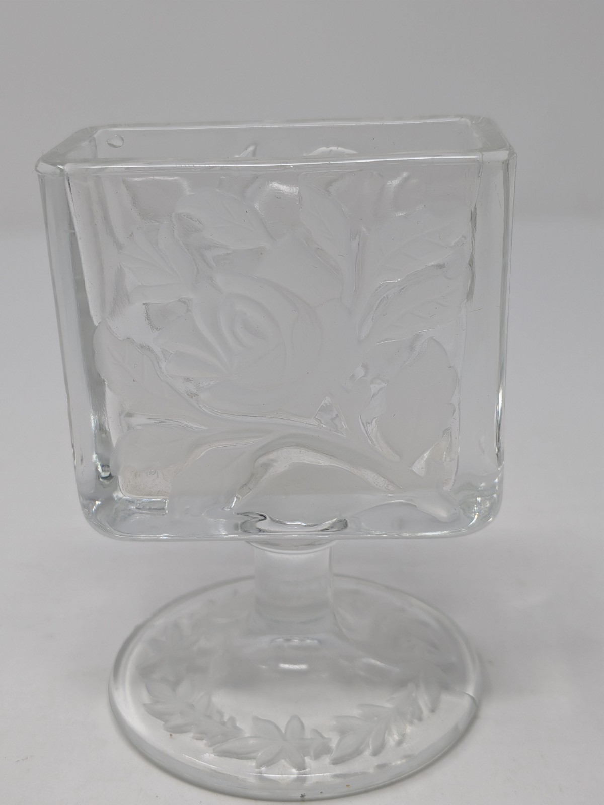Beautiful Vintage 1930s-1950s Etched Glass Pedestal Cigarette Holder -GREAT COND