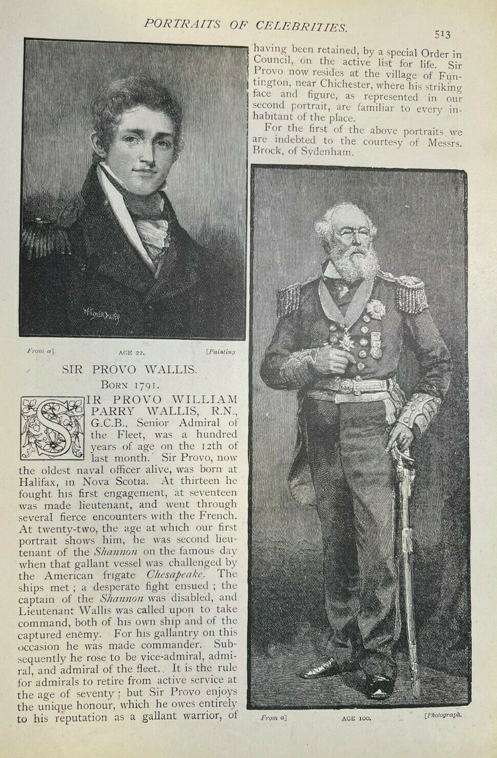1891 Senior Admiral Sir Provo William Parry Wallis