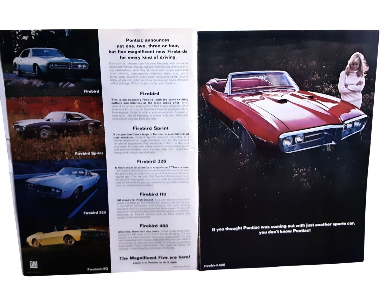 1967 Pontiac Firebird 2 Page Print Ad Magnificent Five Firebird 400 HO 326