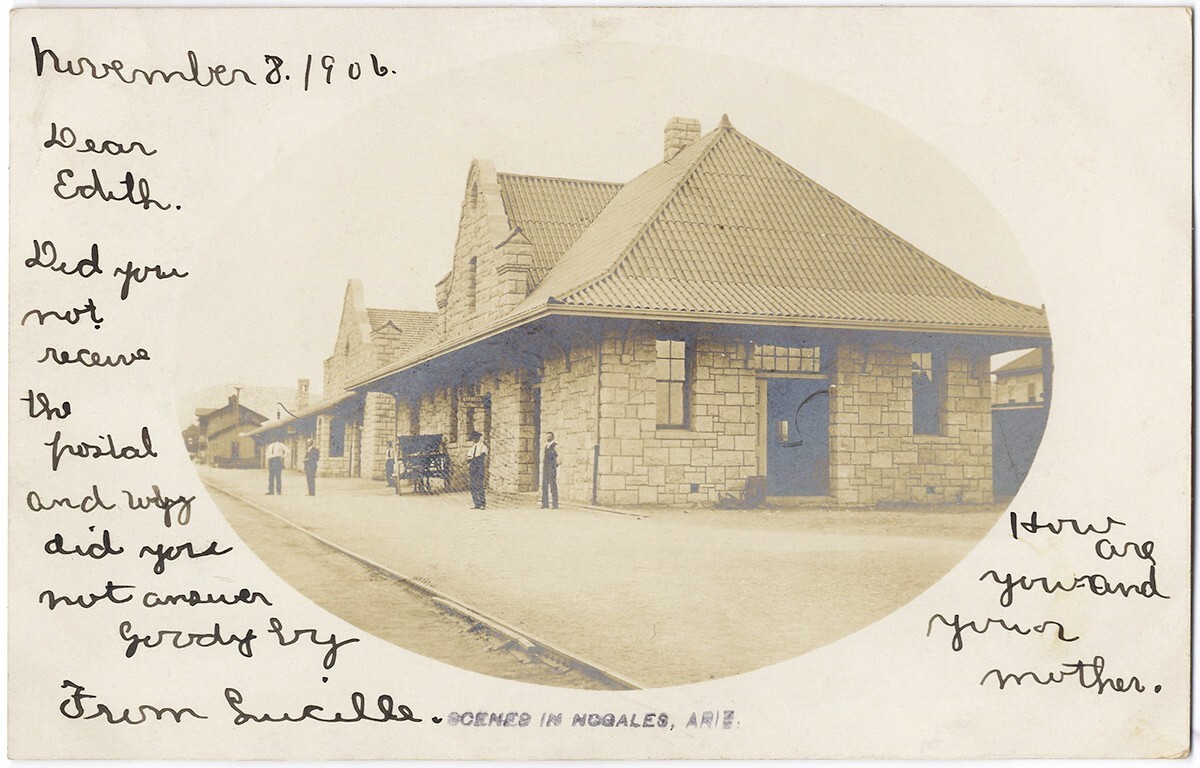 1906 NOGALES ARIZONA Train Depot RPPC Photo Postcard ~ Undivided w/ Postmark