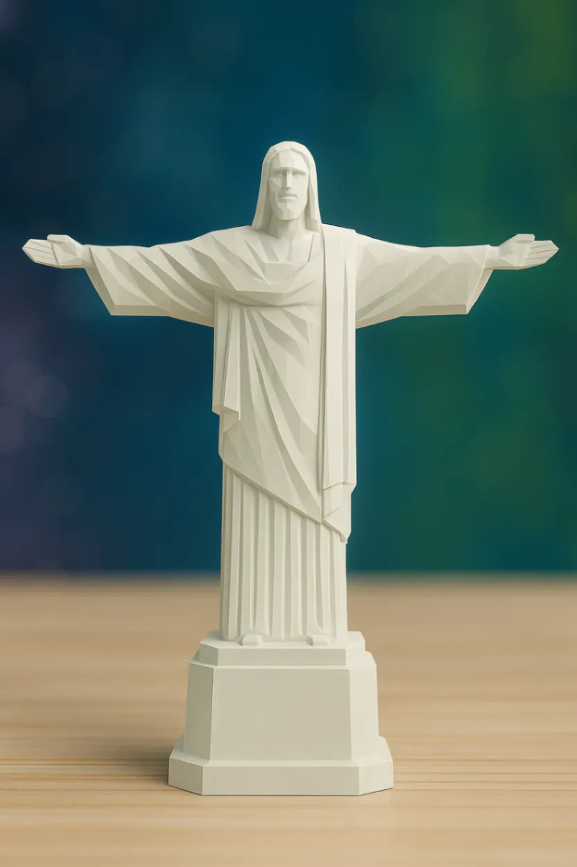 Christ The Redeemer Statue Figurine Rio De Janeiro Brazil Modern Geometric Art