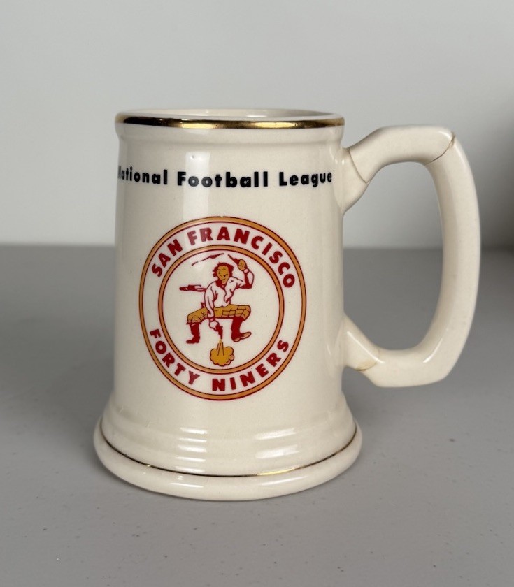 Vintage San Francisco 49ers Beer Stein Mug Gold Trim Ceramic NFL READ