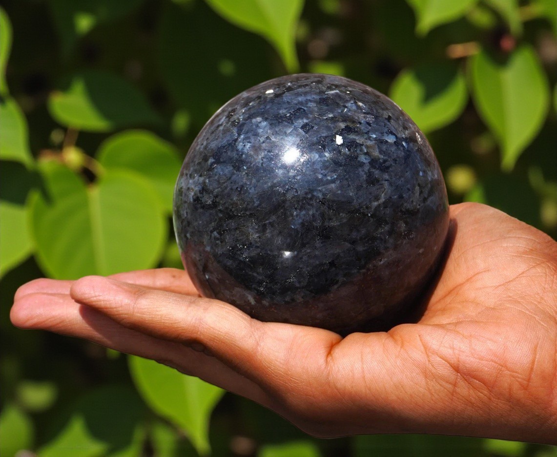 Large 100MM Grey Larvikite Crystal Sphere Healing Crystal Ball For Home Decor