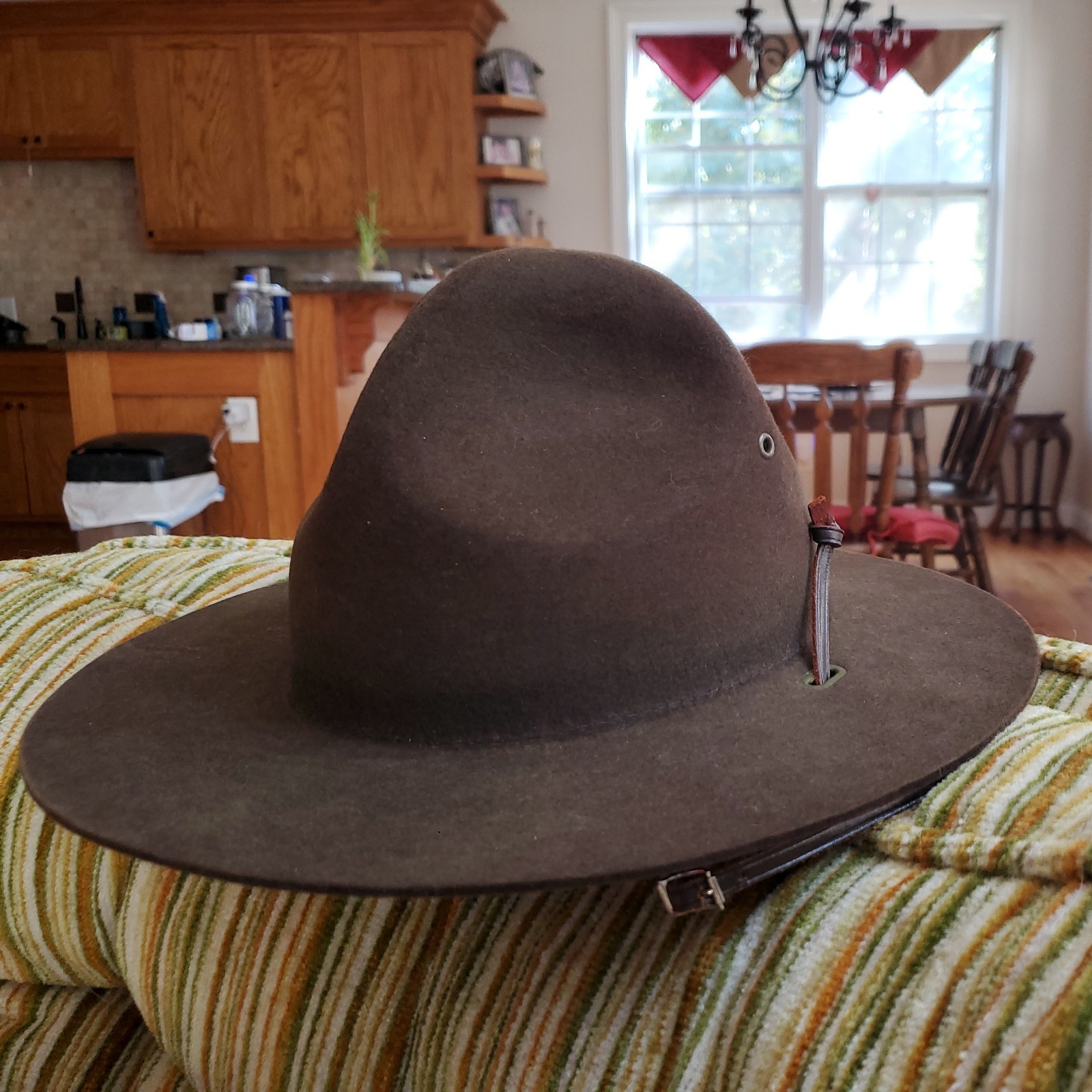 Stetson Nutria Campaign Drill Sargent hat Montana Crease 7 1/4 brown