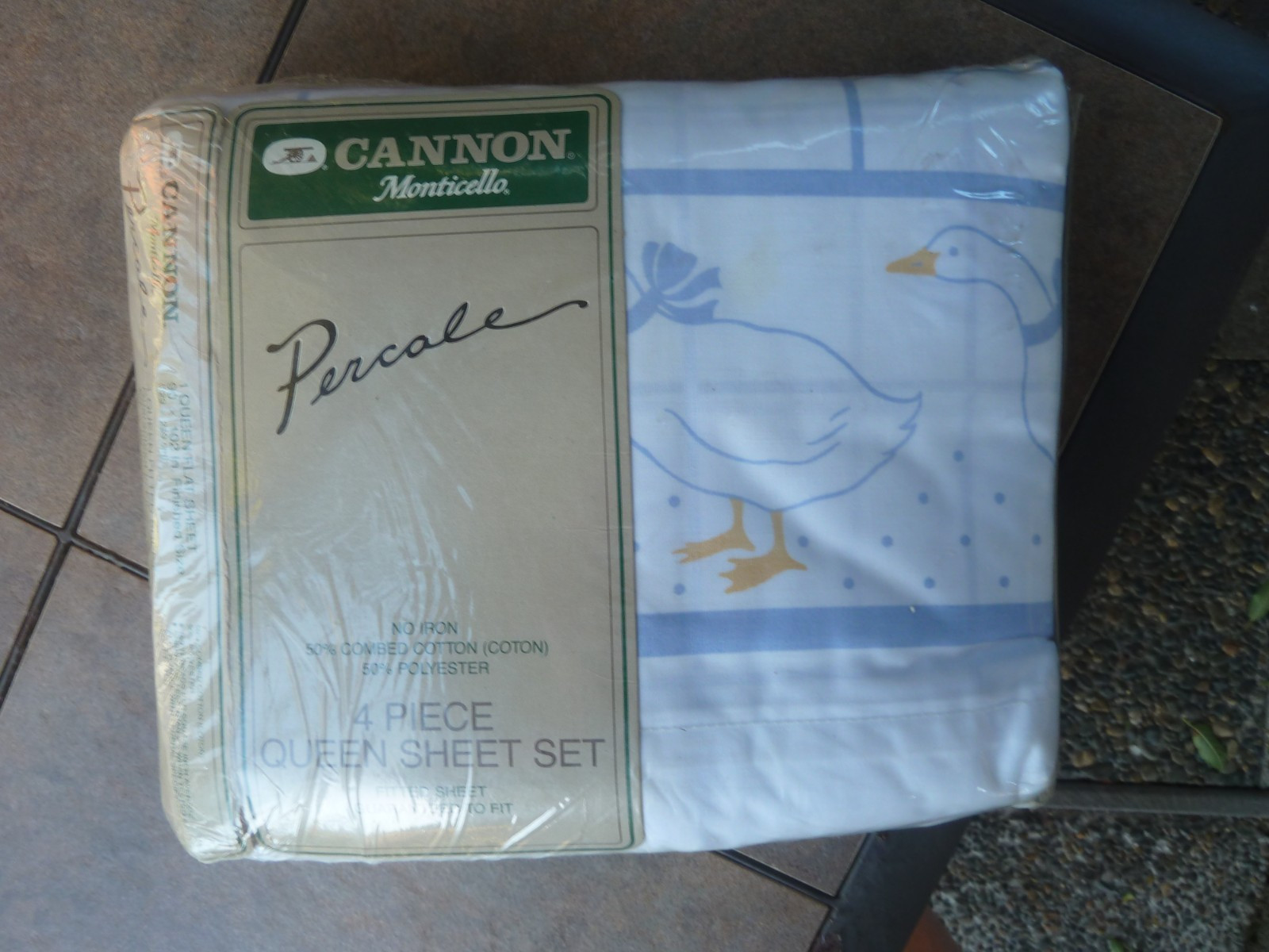 NEW 4 pc Vintage Porch Goose CANNON Queen Sheet Ensemble SET NOS Made USA