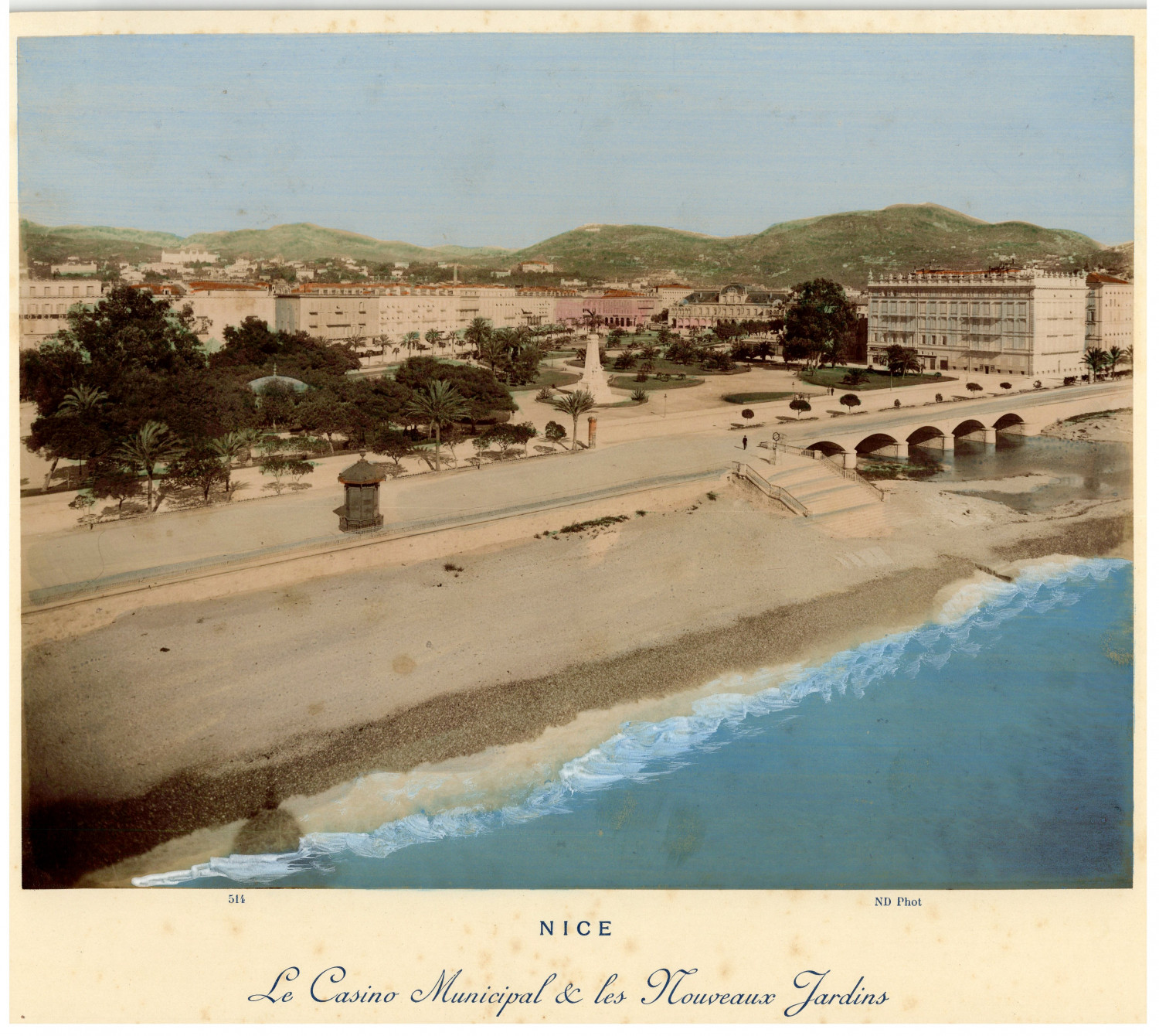 France, Nice, Le Casino Municipal et les nouvelles jardins Original vintage prin