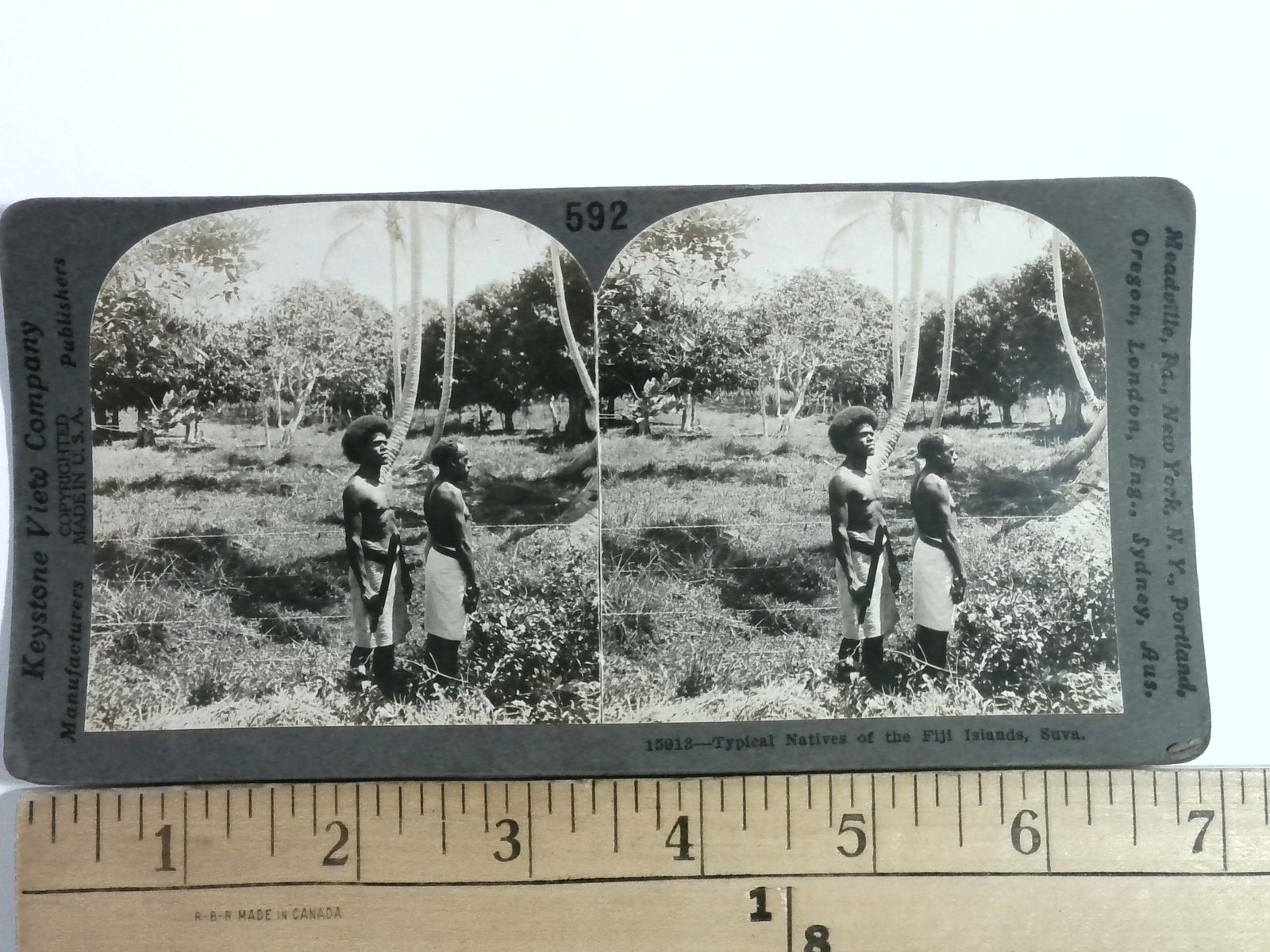 Fiji Islands Stereoview Keystone View Co. 1900s Ethnographic Curved Mount