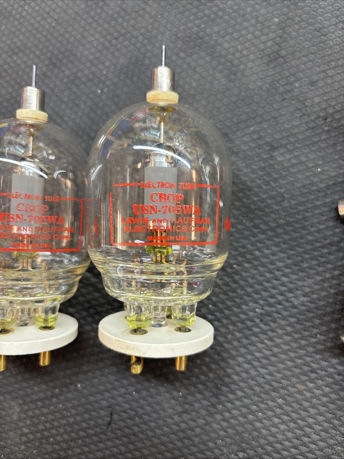 Rare WW2 New Lewis & Kaufman Inc. JAN-CBOP-705A X 3 Radio Tubes