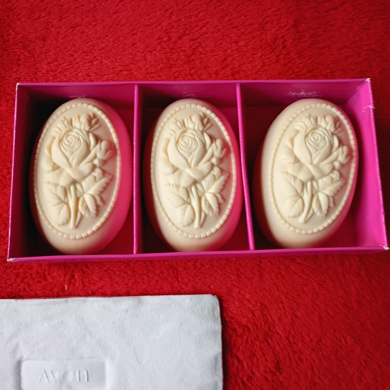 Vintage Avon To A Wild Rose Carved Gift Soaps 3 oz. each New W/ Original Box USA