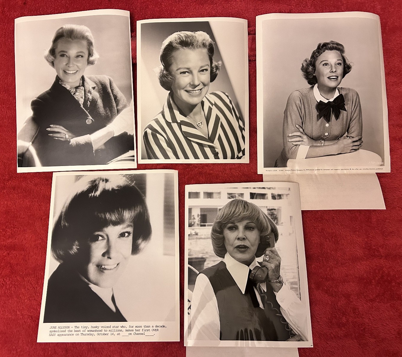 JUNE ALLYSON set of five original press photos