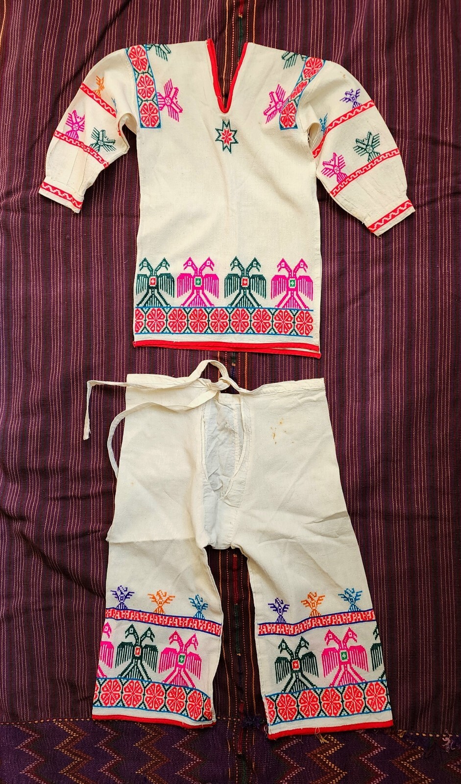Huichol Indians Vintage Traditional Clothing  Young Boy