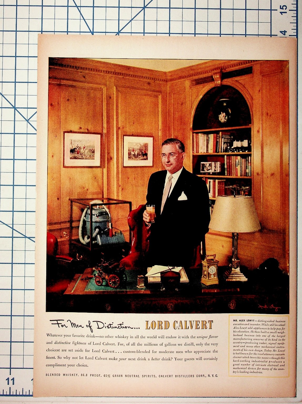 Vintage Lord Calvert Whiskey Ad Alex Lewyt Vacuum Cleaner Inventor Ephemera