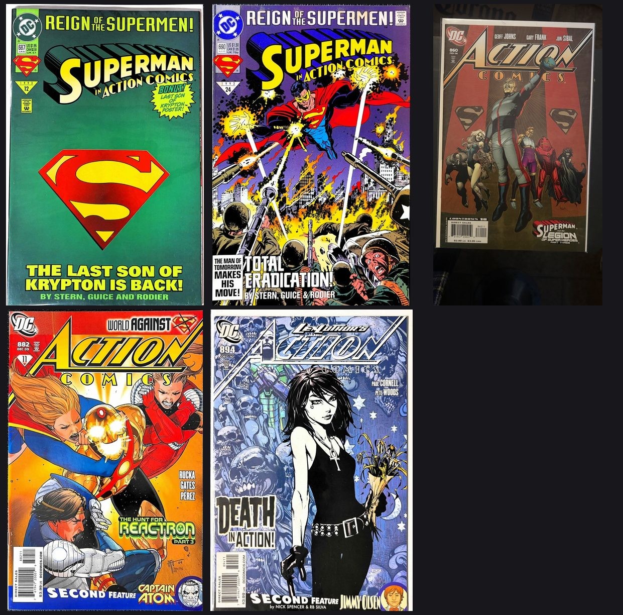Action Comics #687, 690, 860, 882, 894 Comic Book Lot 5 Issues DC 1993-2010