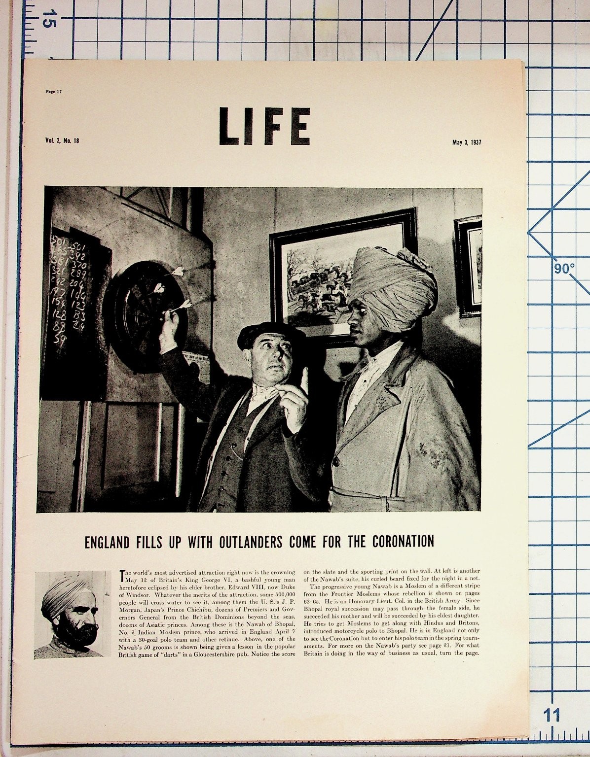 1937 LIFE Magazine England Coronation Nawab Darts British Carrier Vintage