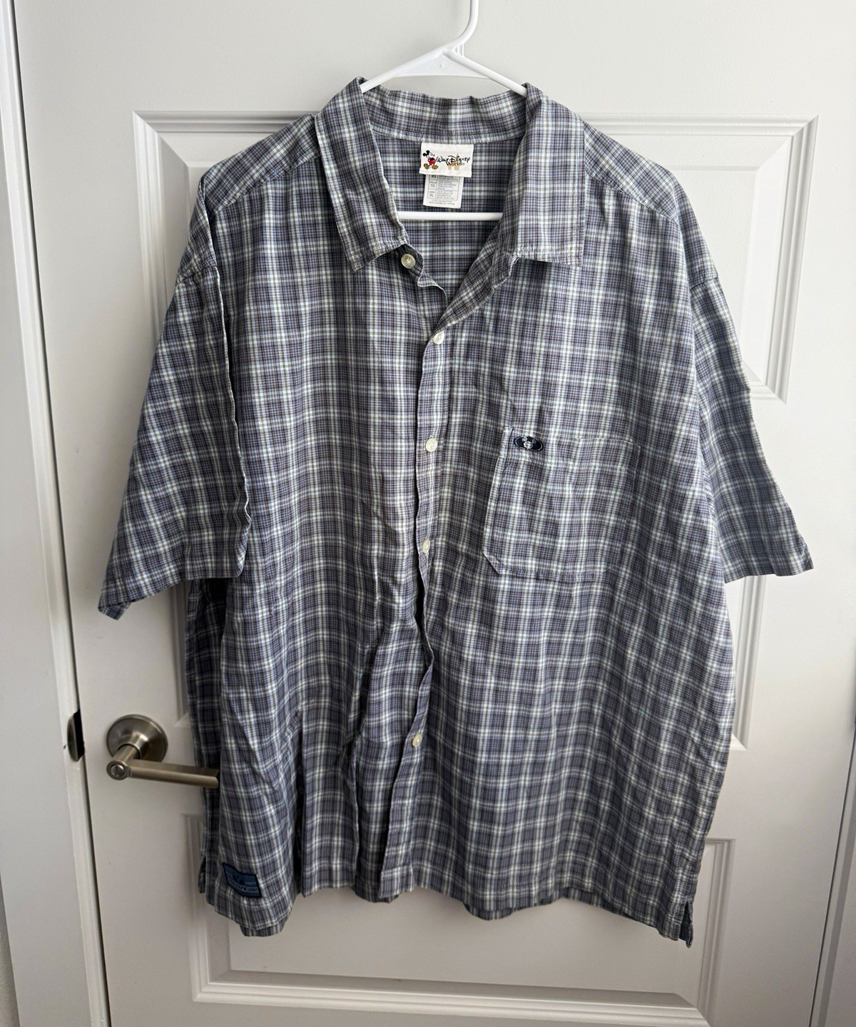 Authentic Walt Disney World Plaid Polo Shirt Men’s XL 100% Cotton Vintage Disney