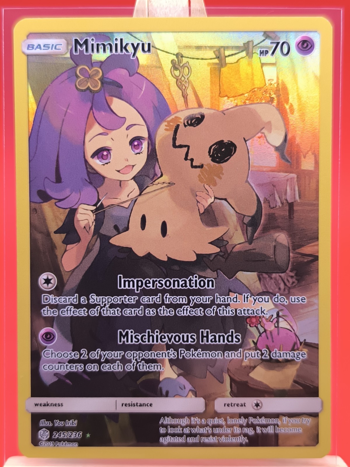 Mimikyu 245/236 Cosmic Eclipse Character Secret Rare Holo Pokémon Card *New *