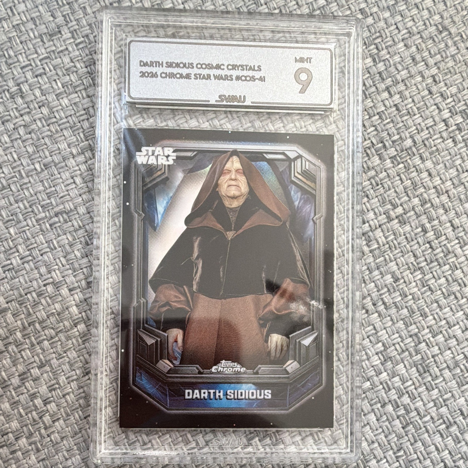 Topps 2026 Chrome Star Wars Cosmic Crystals Darth Sidious SSP SWAU Encap Mint