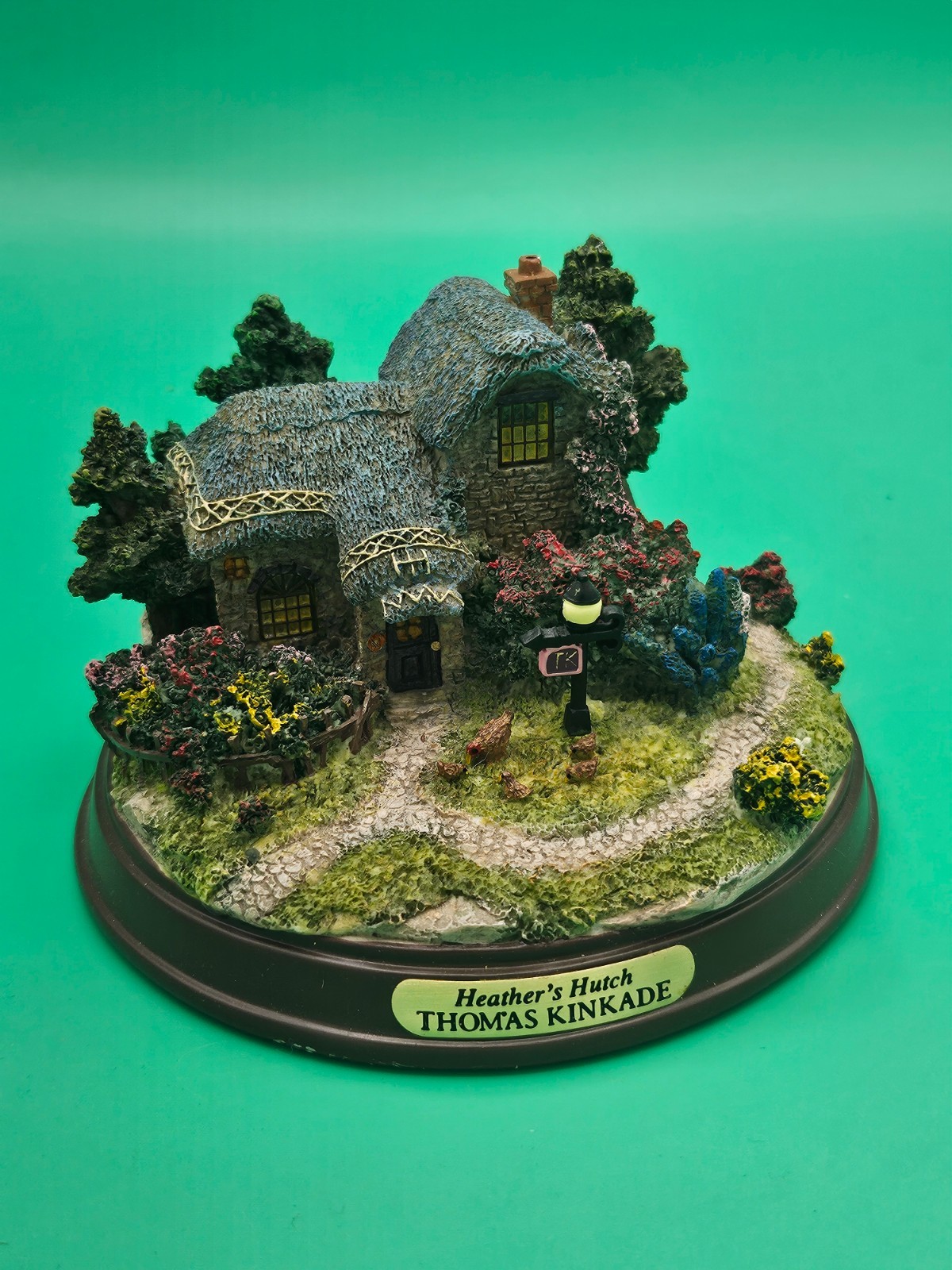 Thomas Kinkade Heather's Hutch Lighted Cabin Figure Tested And Working Vintage