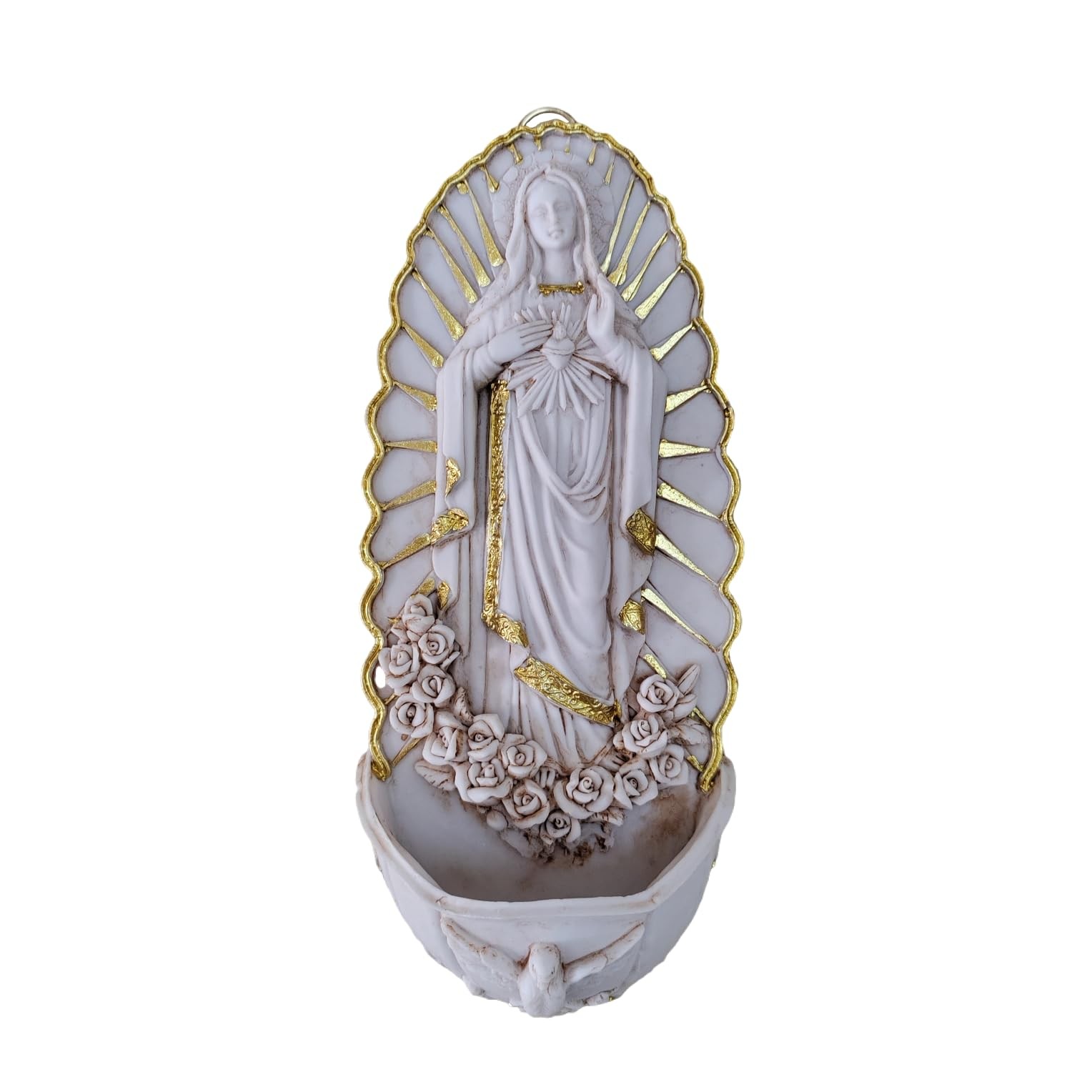 Catholic Wall Decor,Holy Water Font for Home, Handcrafted White Resin Wall-Mount