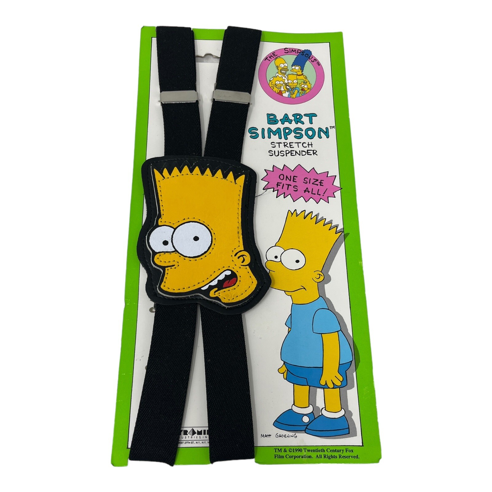 Vintage 1990s The Simpsons Bart Simpson Stretch Suspenders NEW OLD STOCK (NOS)