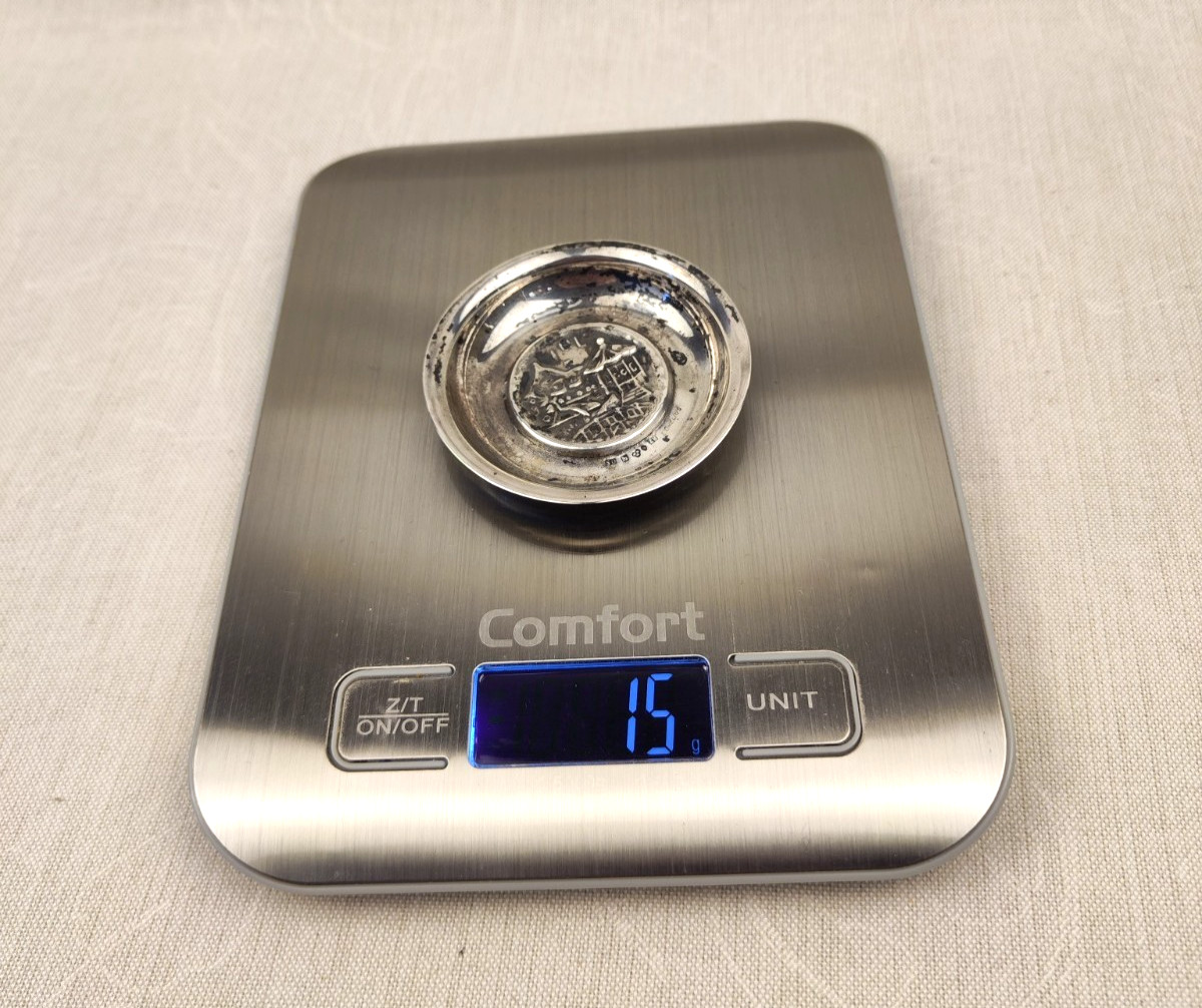 A vintage silver pin dish or ashtray, made in the early 20th century