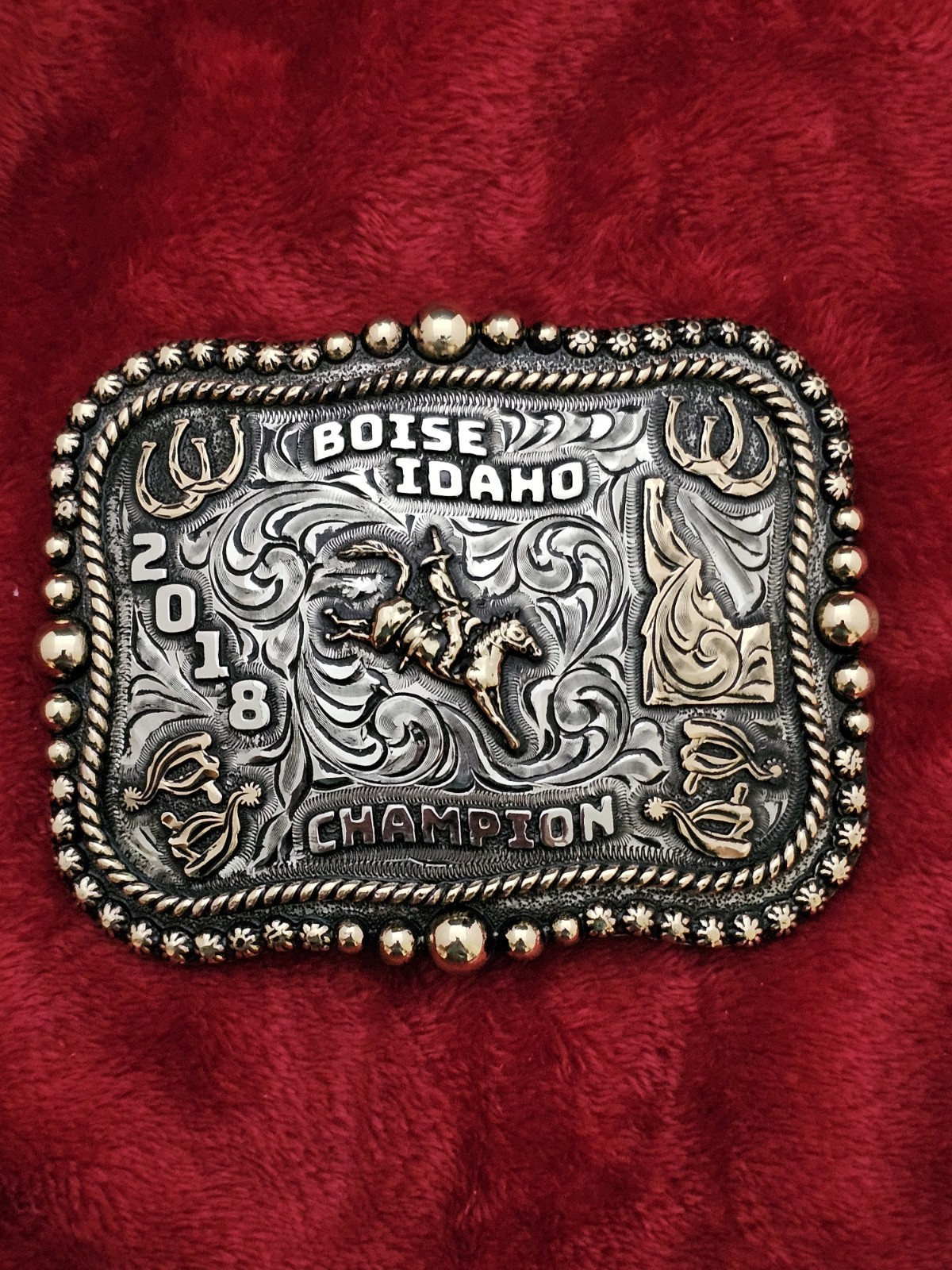 X~Treme Bronc Riding☆2018☆RODEO CHAMPION TROPHY BUCKLE☆Boise Idaho☆Rare☆110