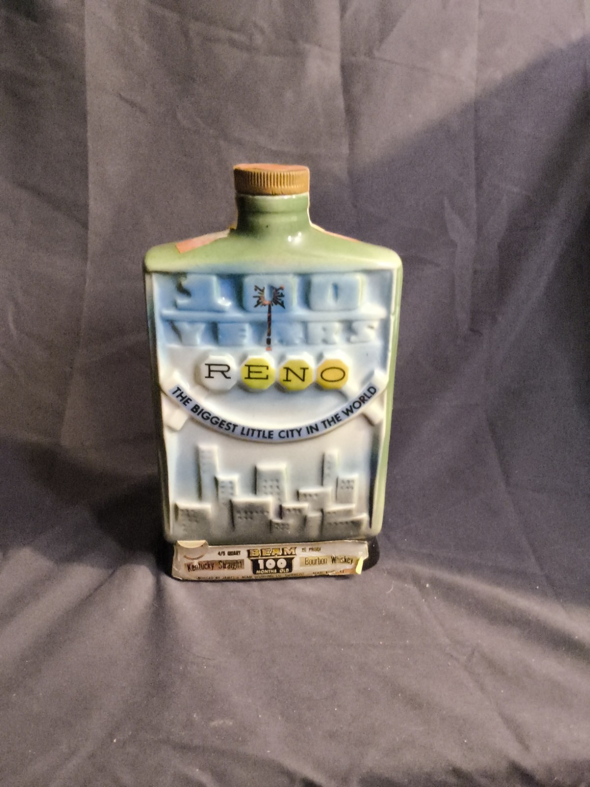 Vintage 1968 Jim Beam Reno 100 Years Decanter Regal China EMPTY