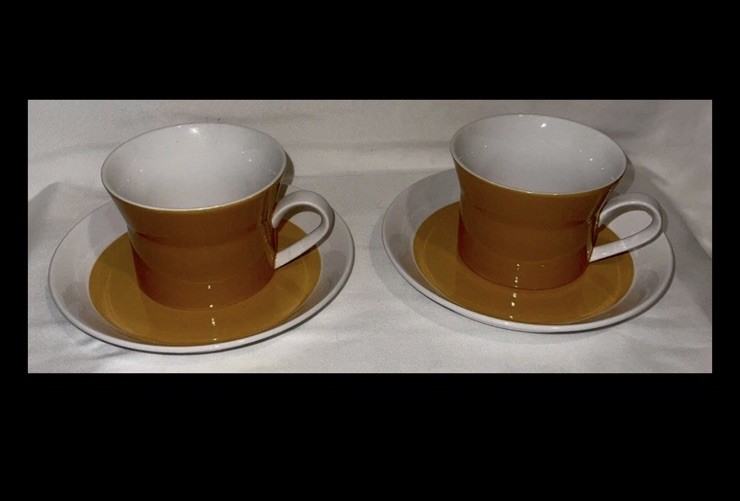 Cute Vintage Ben Seibel Mikasa Duplex High Summer 1970’s 2 Cups & Saucers #1