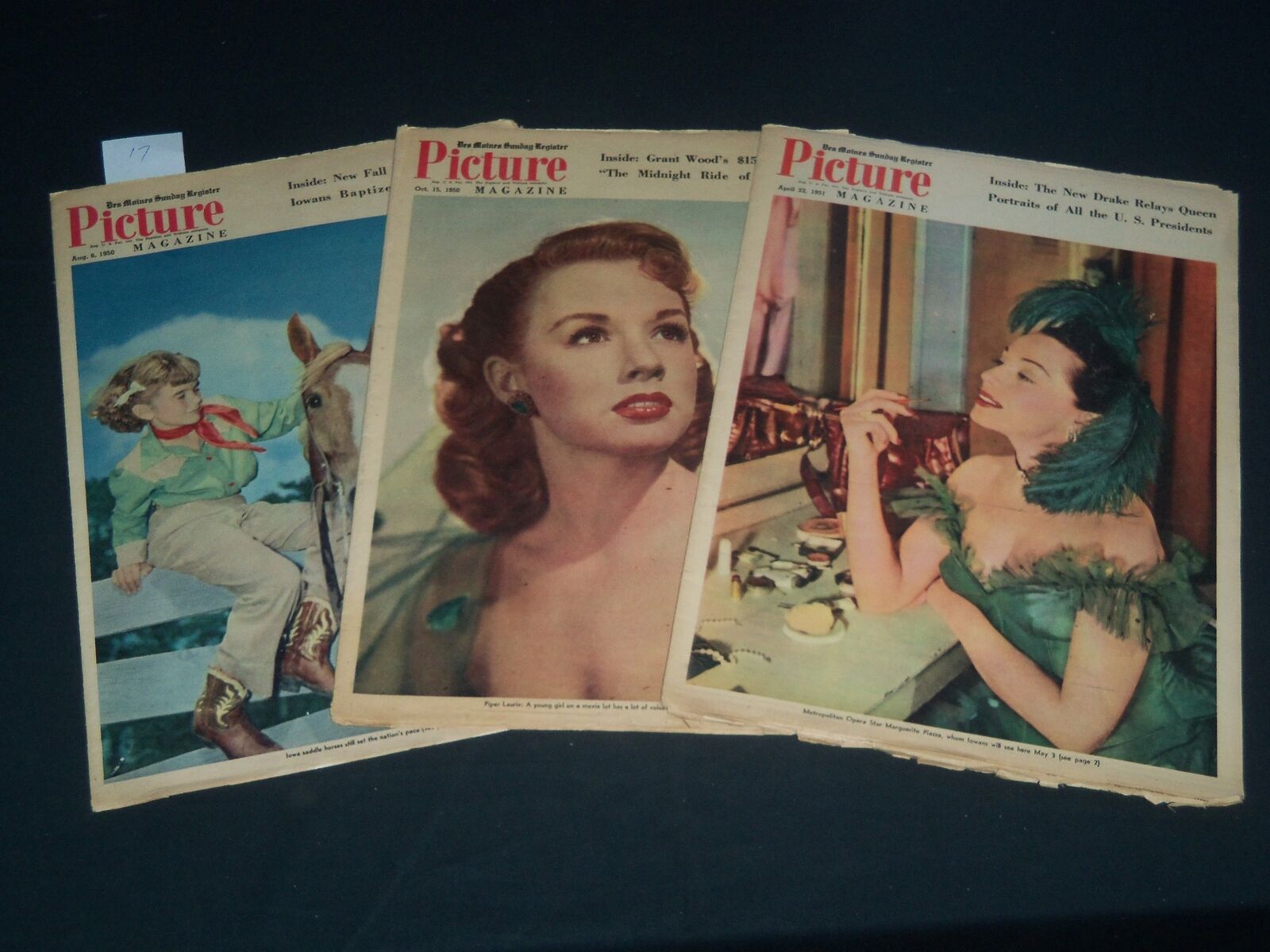 1950-1951 DES MOINES SUNDAY REGISTER PICTURE MAGAZINES LOT OF 3 - NP 3793