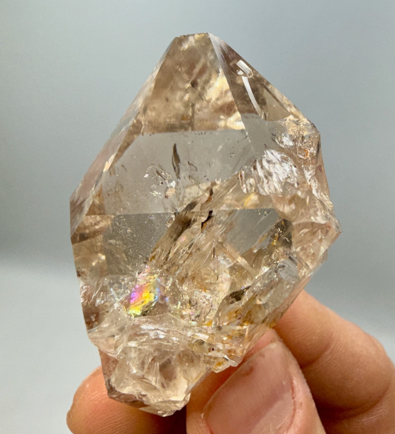 82.78 g Light Smoky Herkimer Diamond w/ Huge Rainbows, A-Grade Clarity