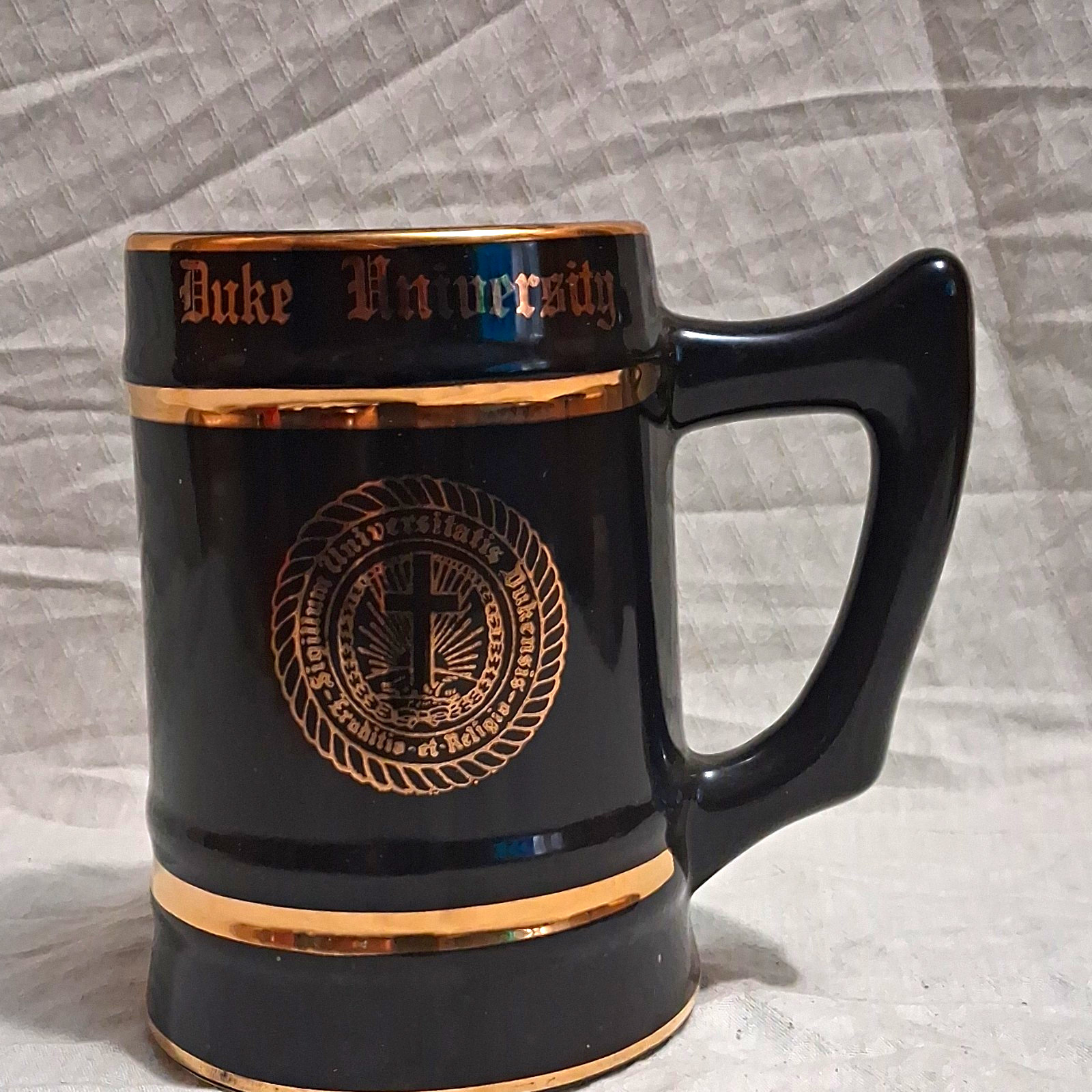 Duke University, W.C. Bunting Beer Stein, Black w/ Gold Trim & University Seal