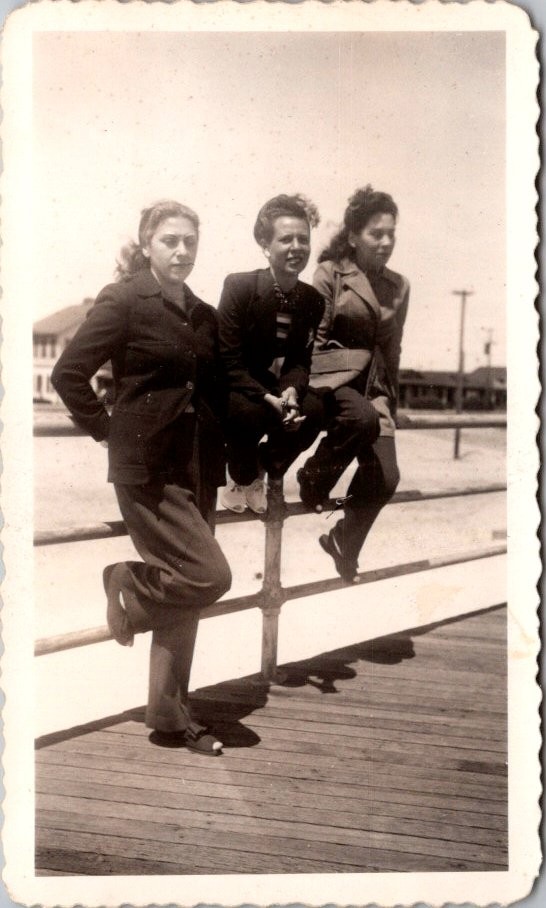 Rockaway Beach New York Boardwalk Three Women Snapshot Photograph Snapshot Photo