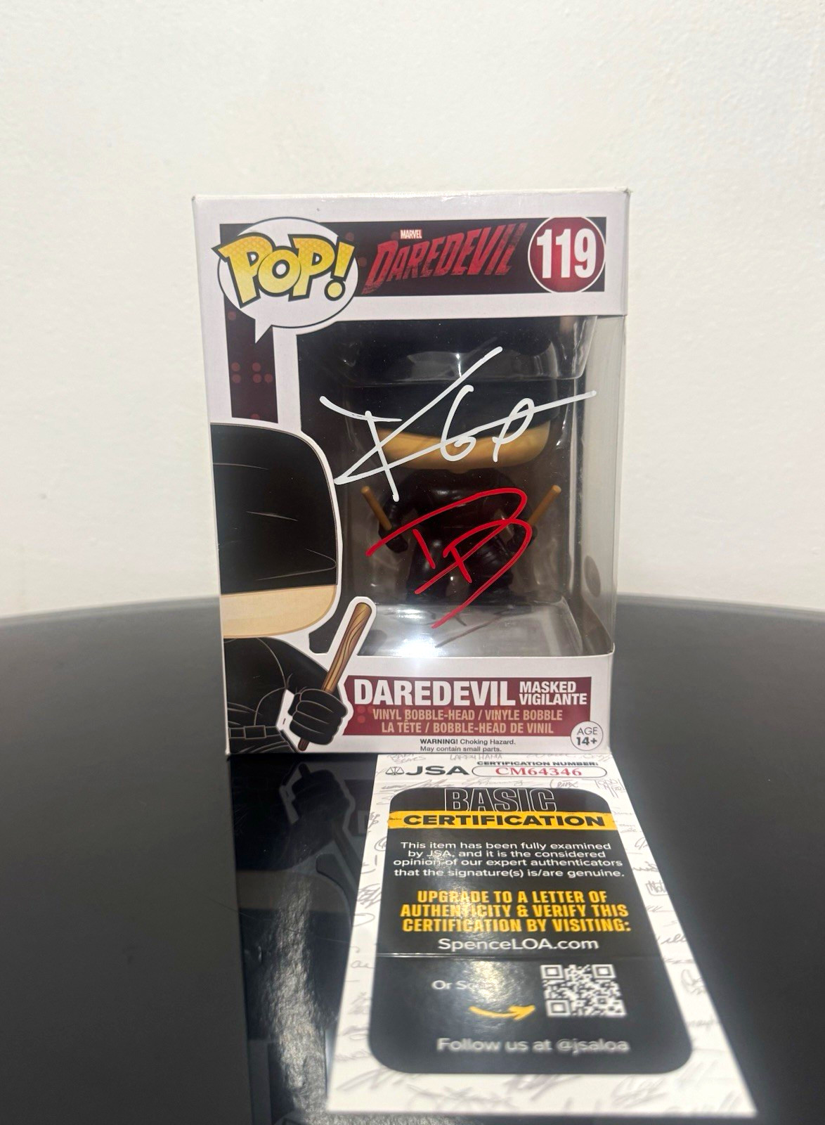 Charlie Cox signed Daredevil Masked Vigilante #119 Funko Pop w/ Dual color