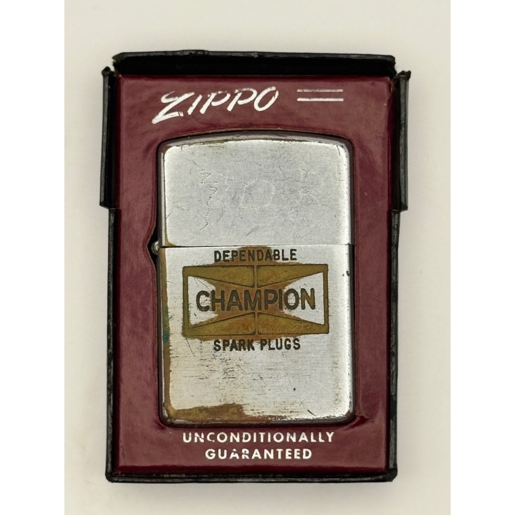 Vintage 1950s Zippo Champion Spark Plugs Advertising Lighter Box Pat 2517191
