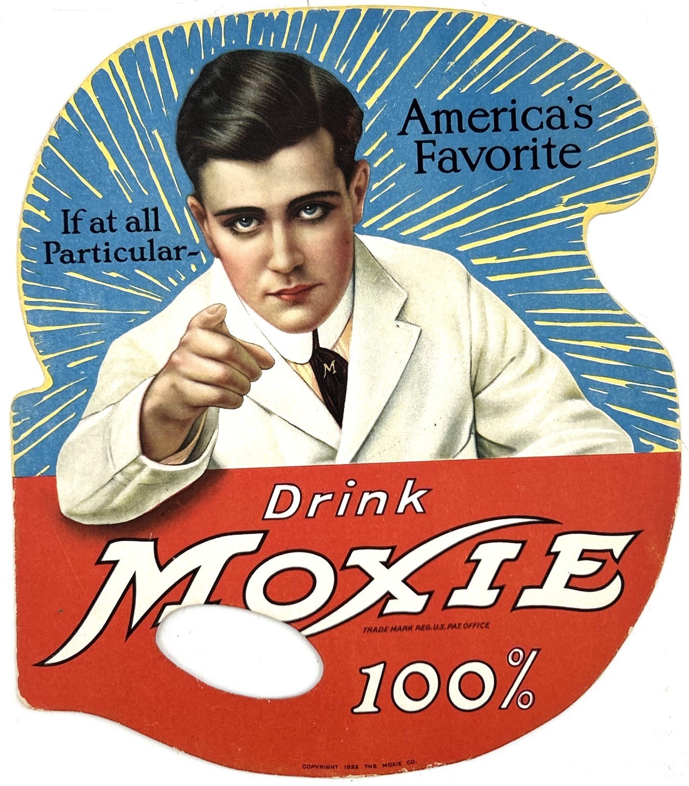 1922 Original DRINK MOXIE 100% Hand Fan Double Sided Advertising - EXCELLENT