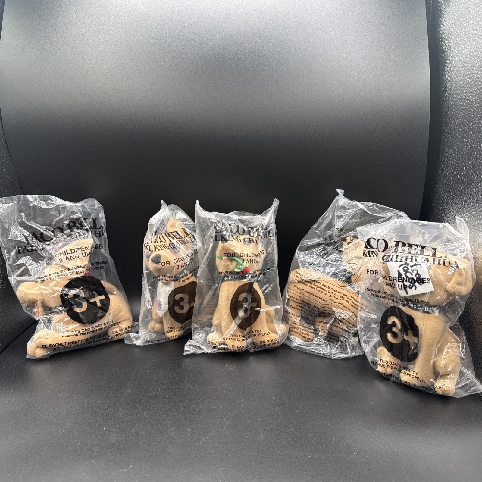 5 VTG Taco Bell Chihuahua Dog Stuffed Animal Plush Toy lot Sealed