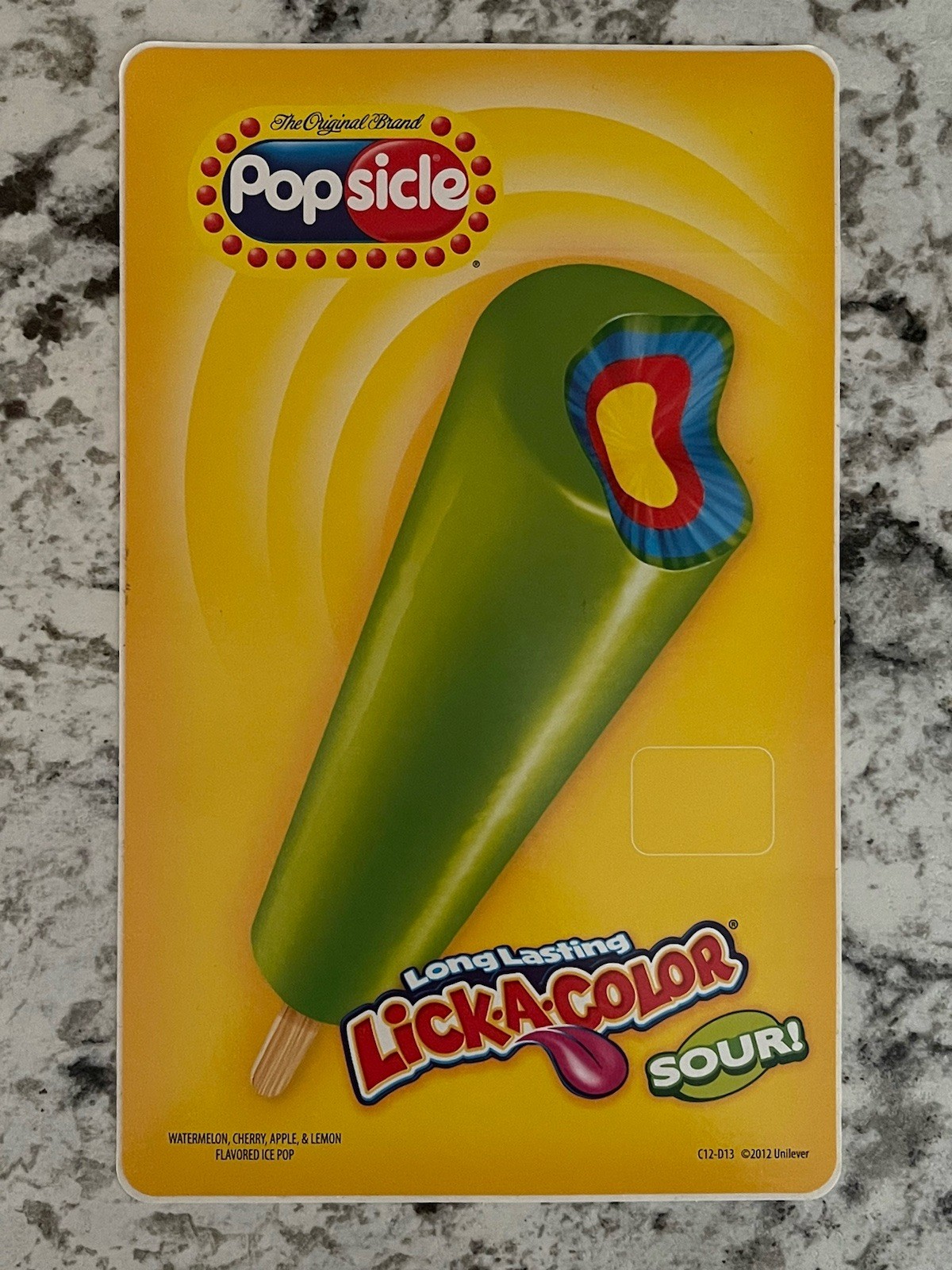 Ice Cream Truck Sticker Decal NOS 8”x5”  Lick-A-Color Sour Popsicle—Fast Ship