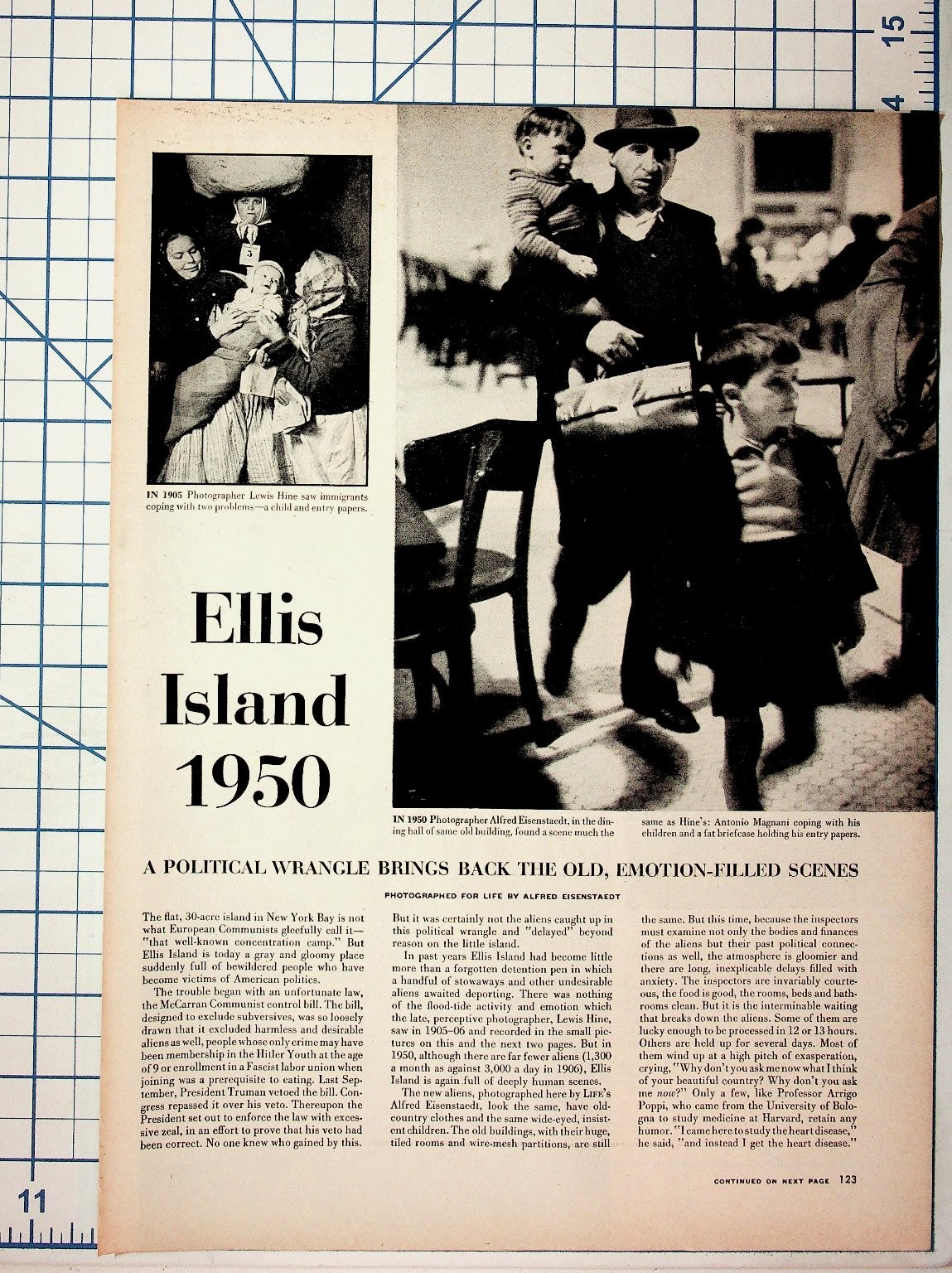 1950 Ellis Island Immigration Magazine Article Vintage Photo Essay